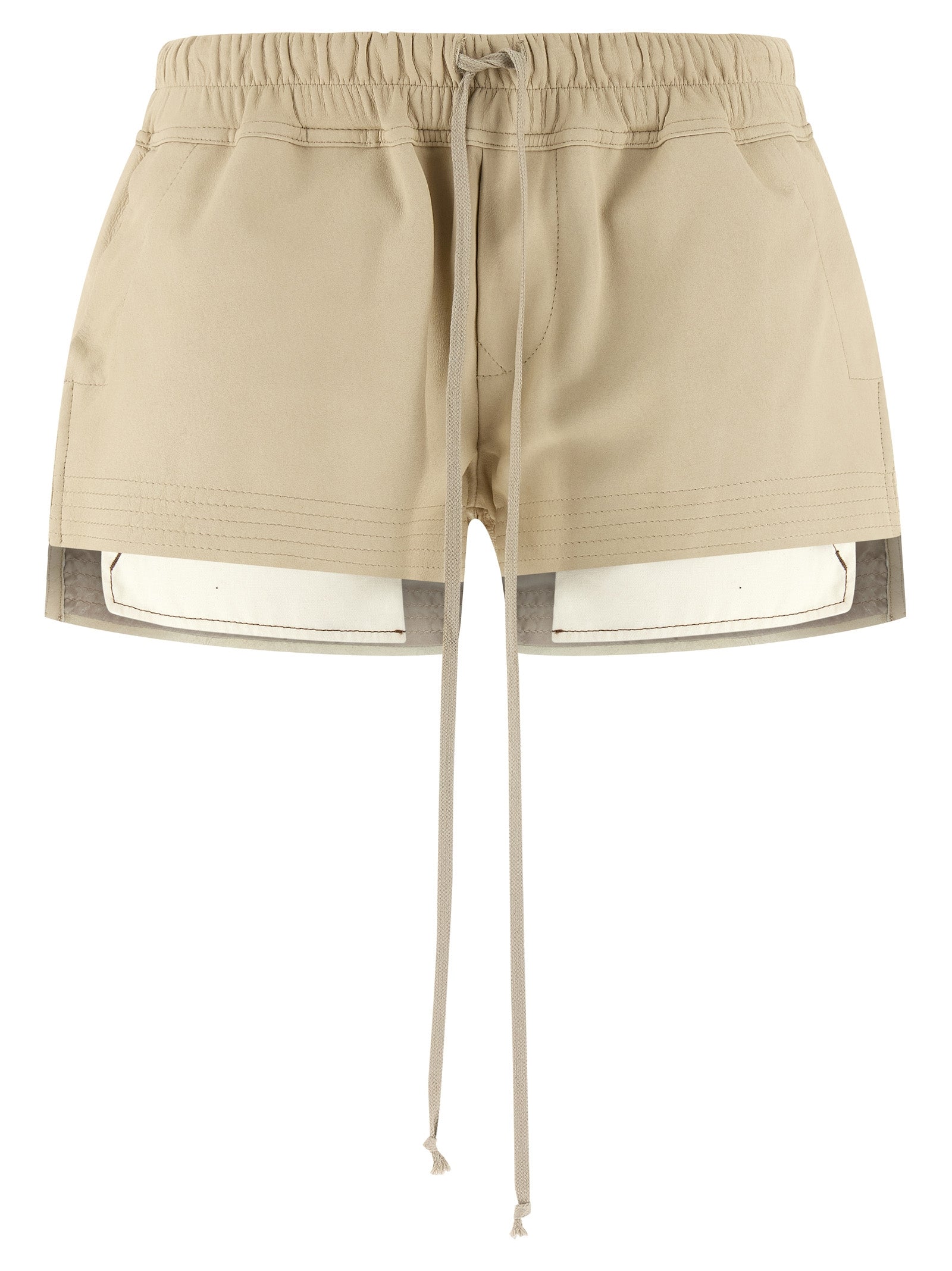 Rick Owens Beige Lamb Leather Bermuda Shorts