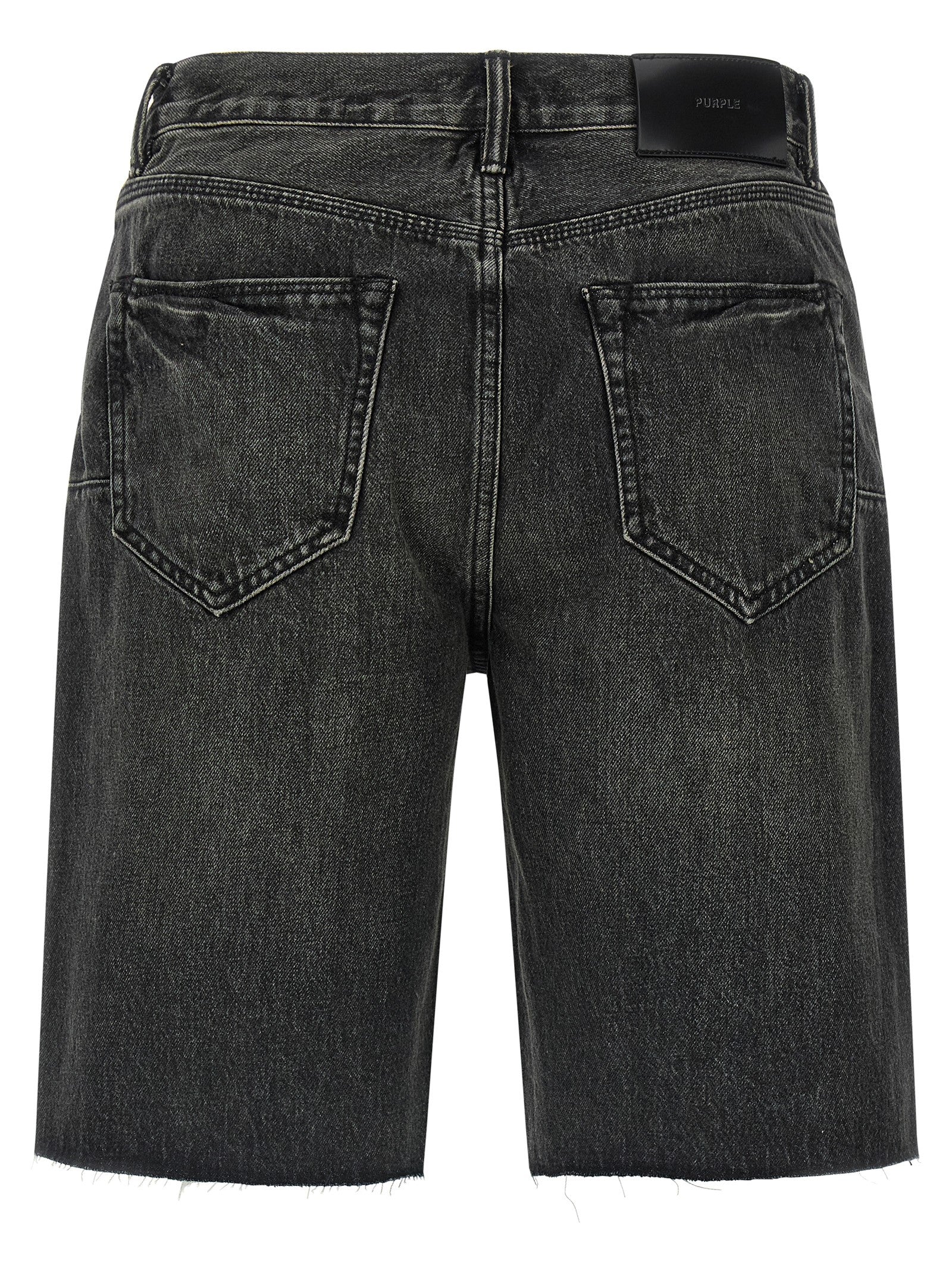 PURPLE Black Cotton Bermuda Shorts