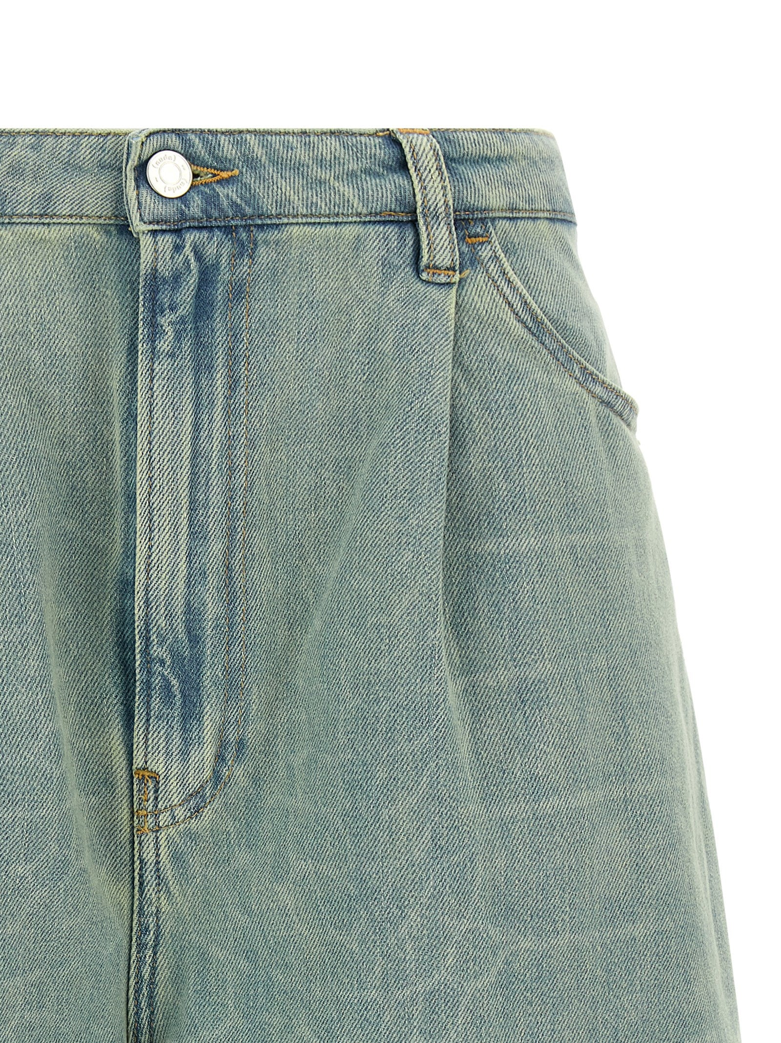 NUDE Blue Cotton Bermuda Shorts