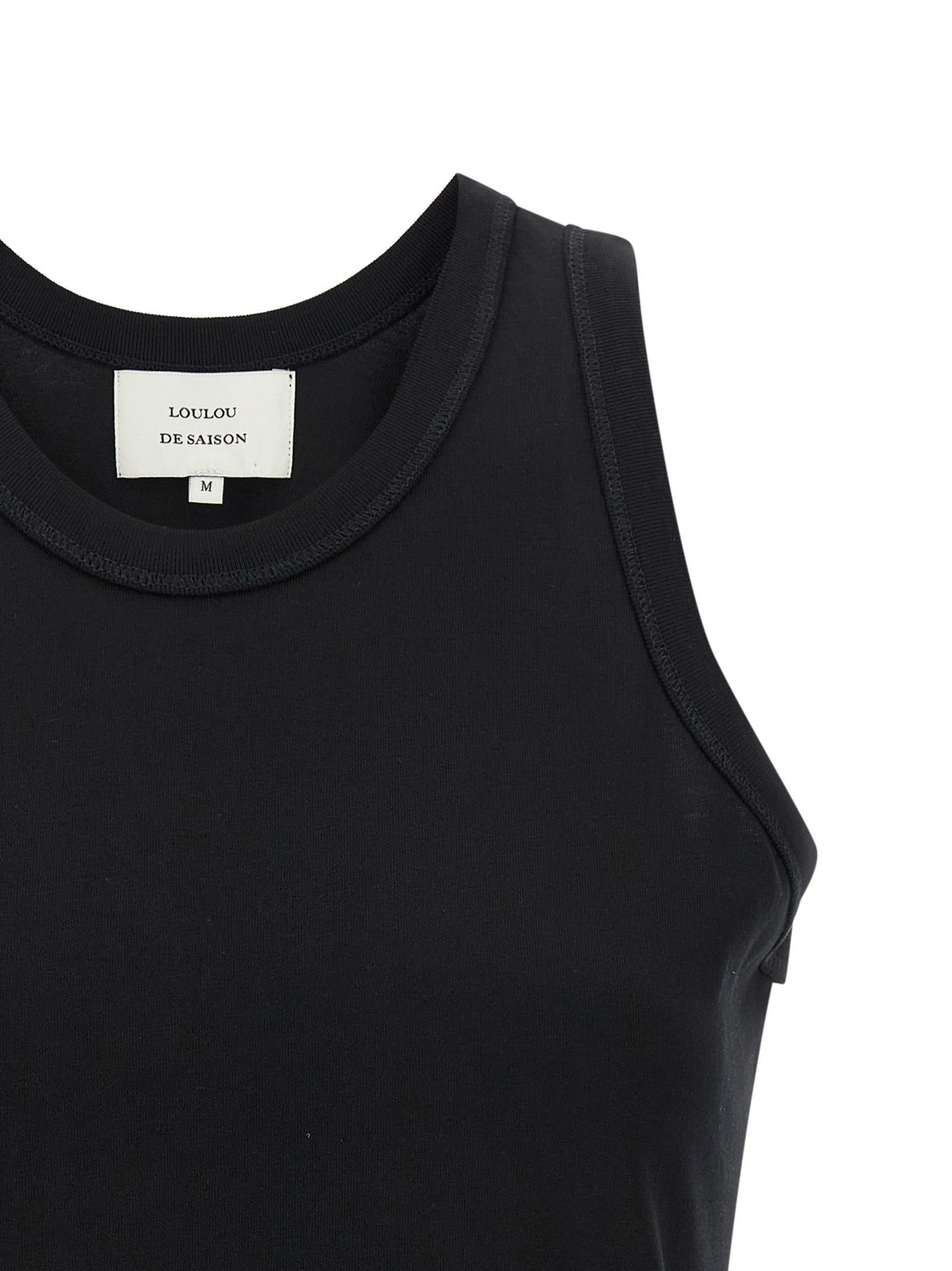 Loulou De Saison Black Cotton Sleeveles T-Shirt