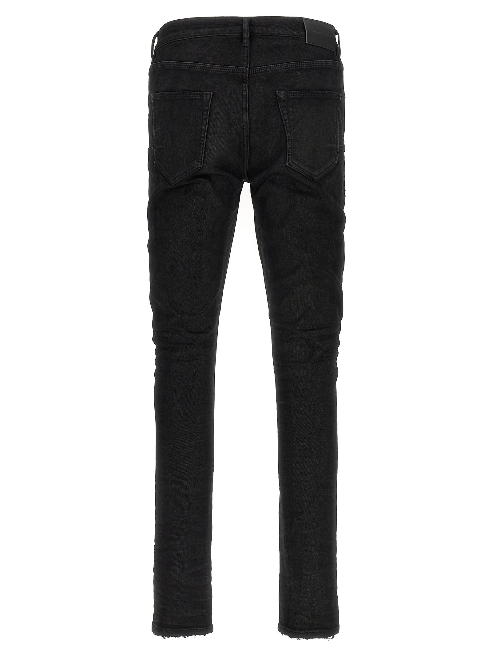 PURPLE Black Cotton Tapered Jeans