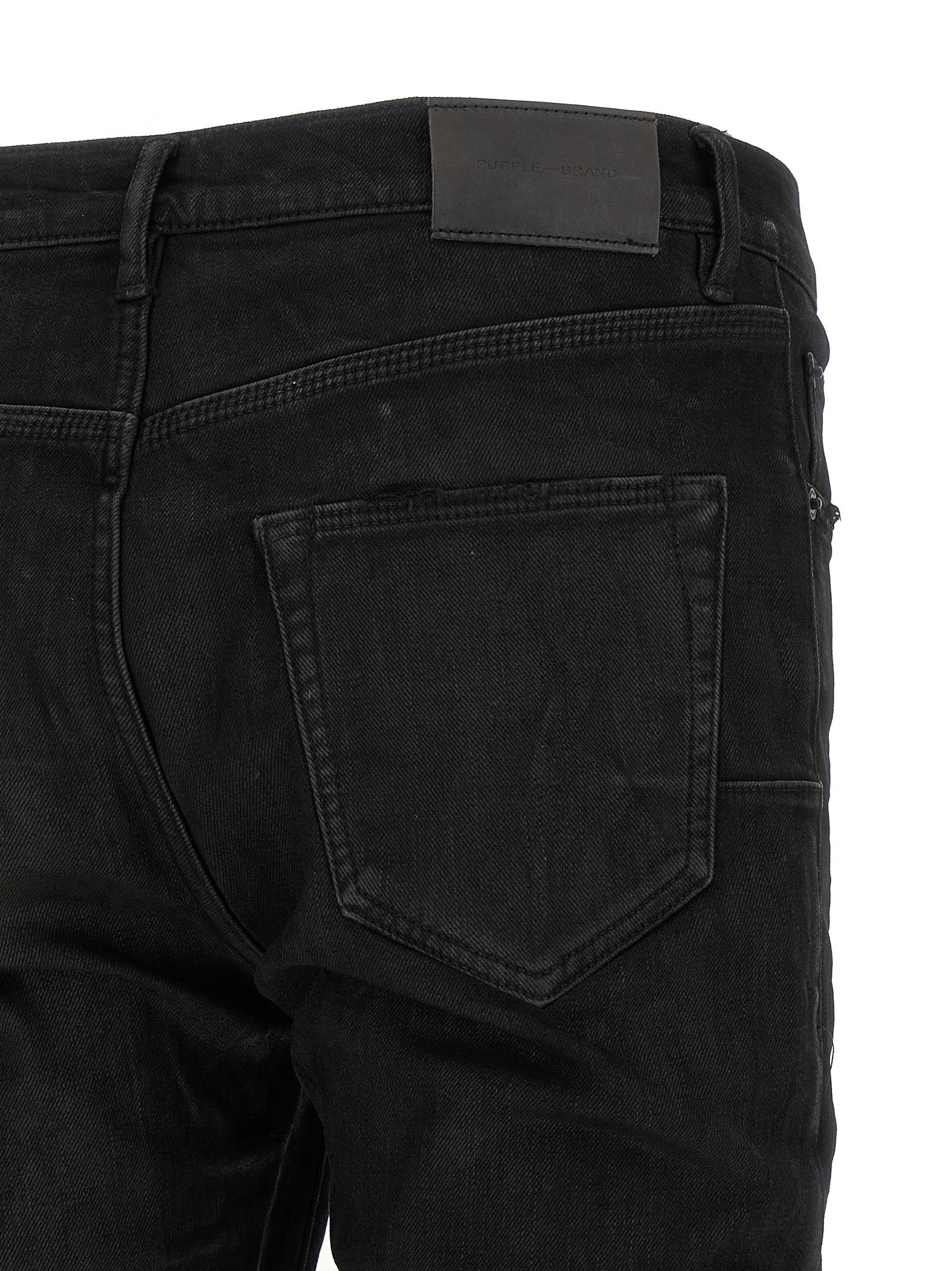 PURPLE Black Cotton Tapered Jeans