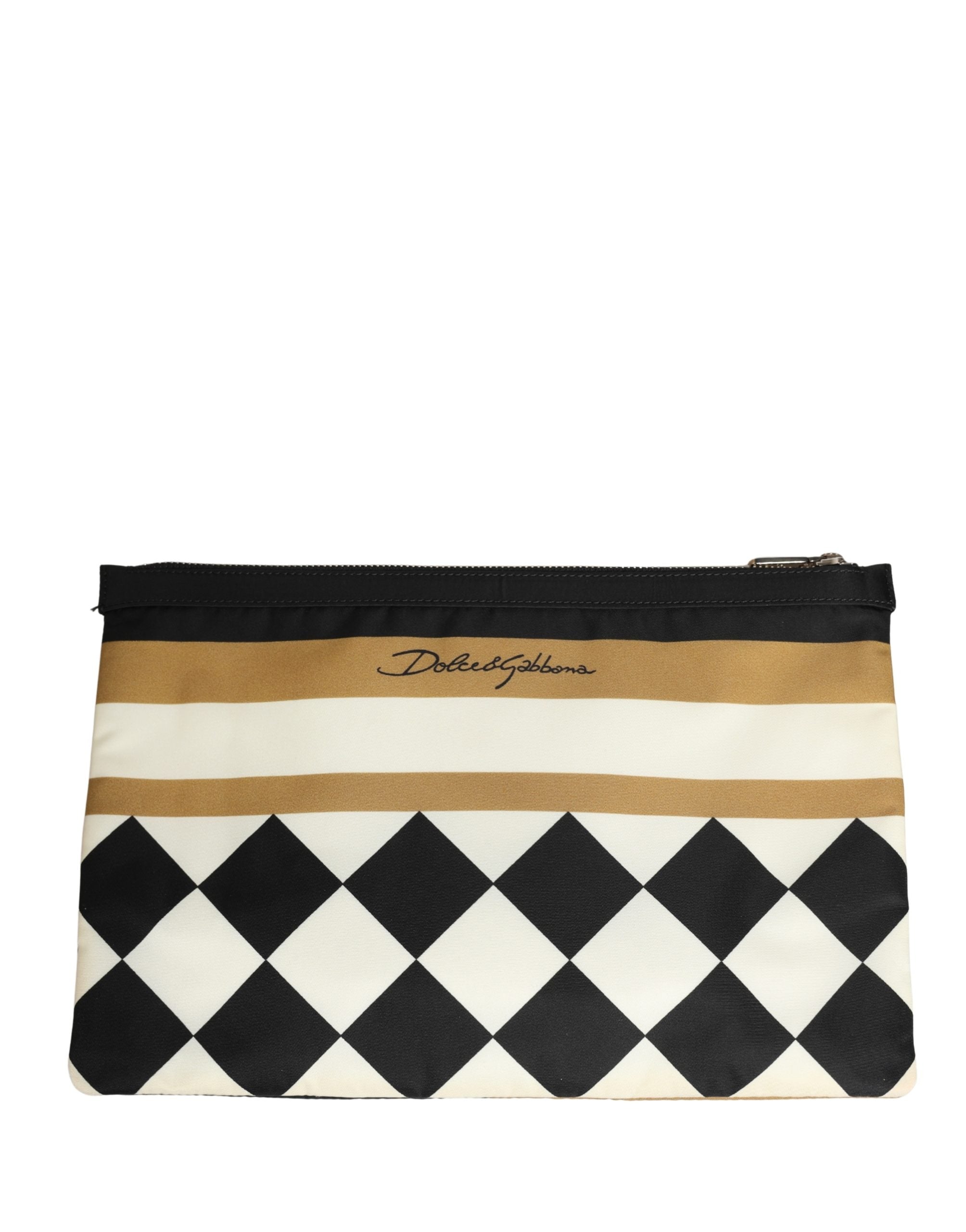 Dolce & Gabbana Multicolor Checkered Logo Print Nylon Clutch Borse Bag