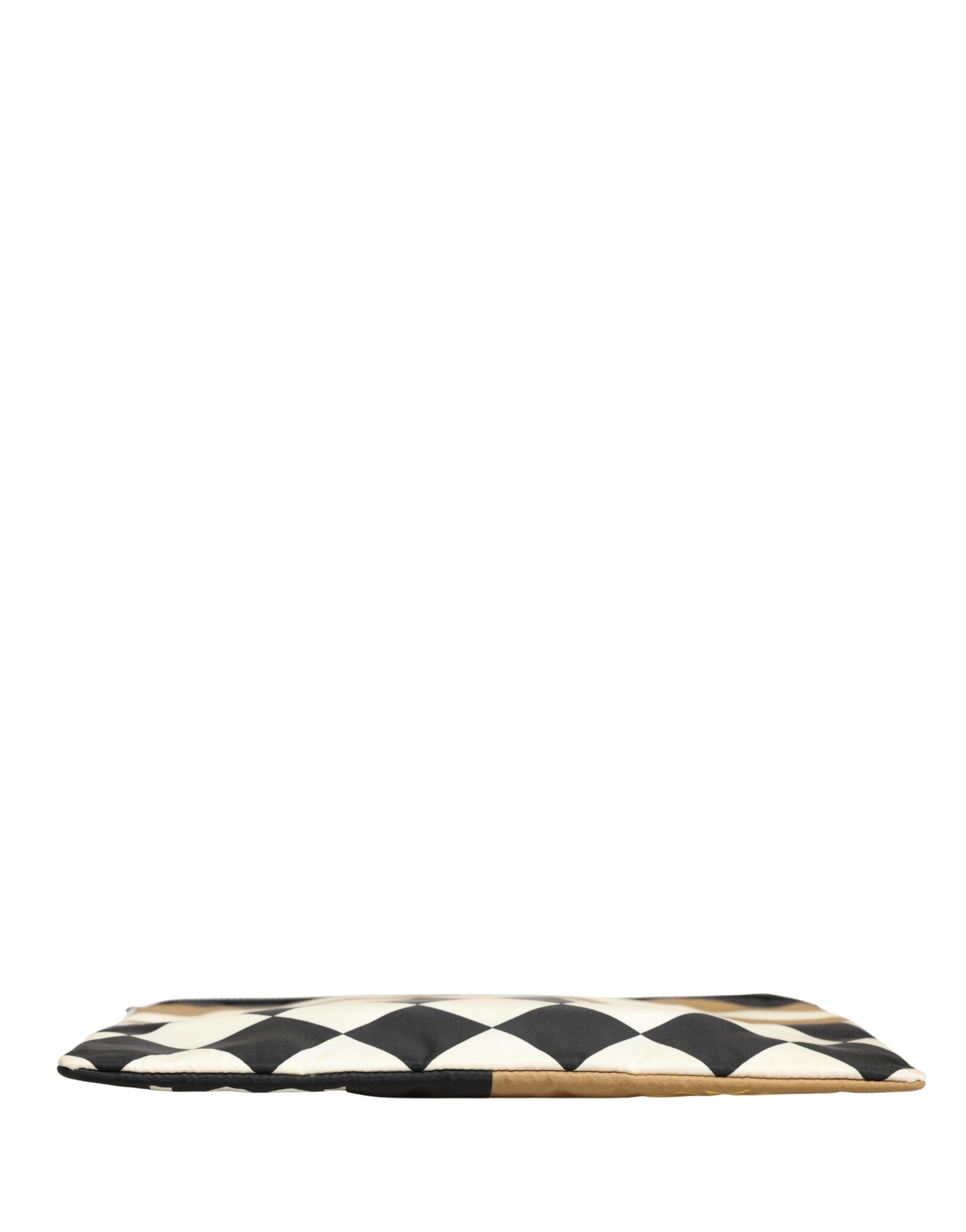 Dolce & Gabbana Multicolor Checkered Logo Print Nylon Clutch Borse Bag