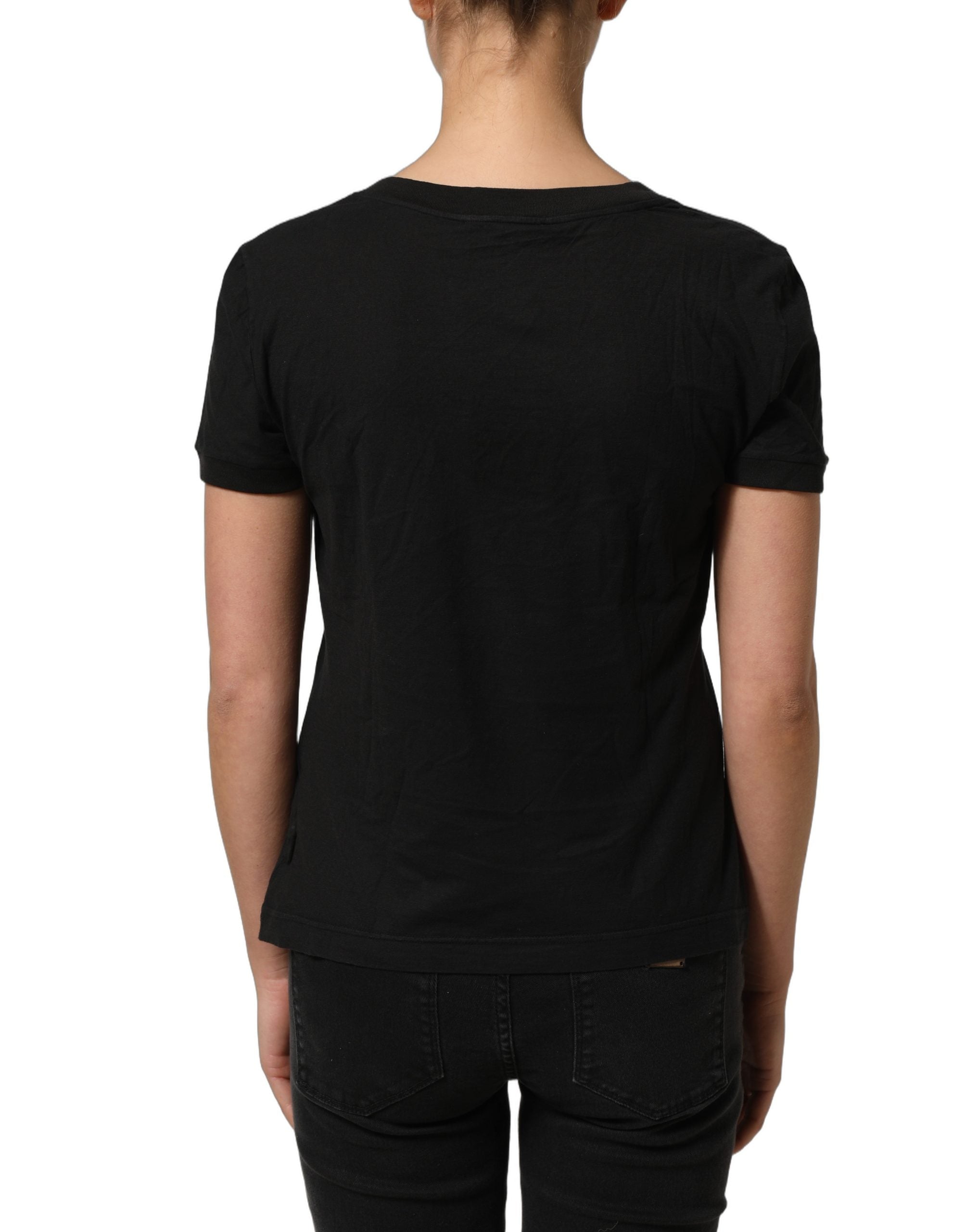 Dolce & Gabbana Black DG Logo Cotton Round Neck Tee T-shirt