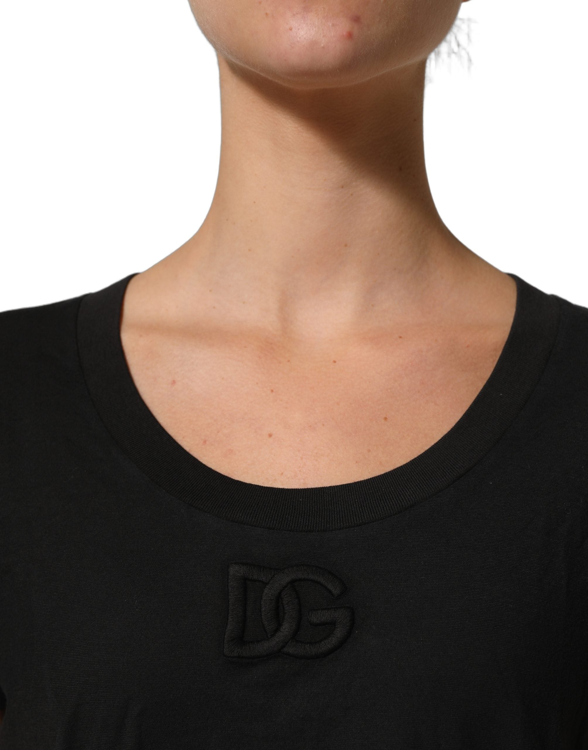 Dolce & Gabbana Black DG Logo Cotton Round Neck Tee T-shirt