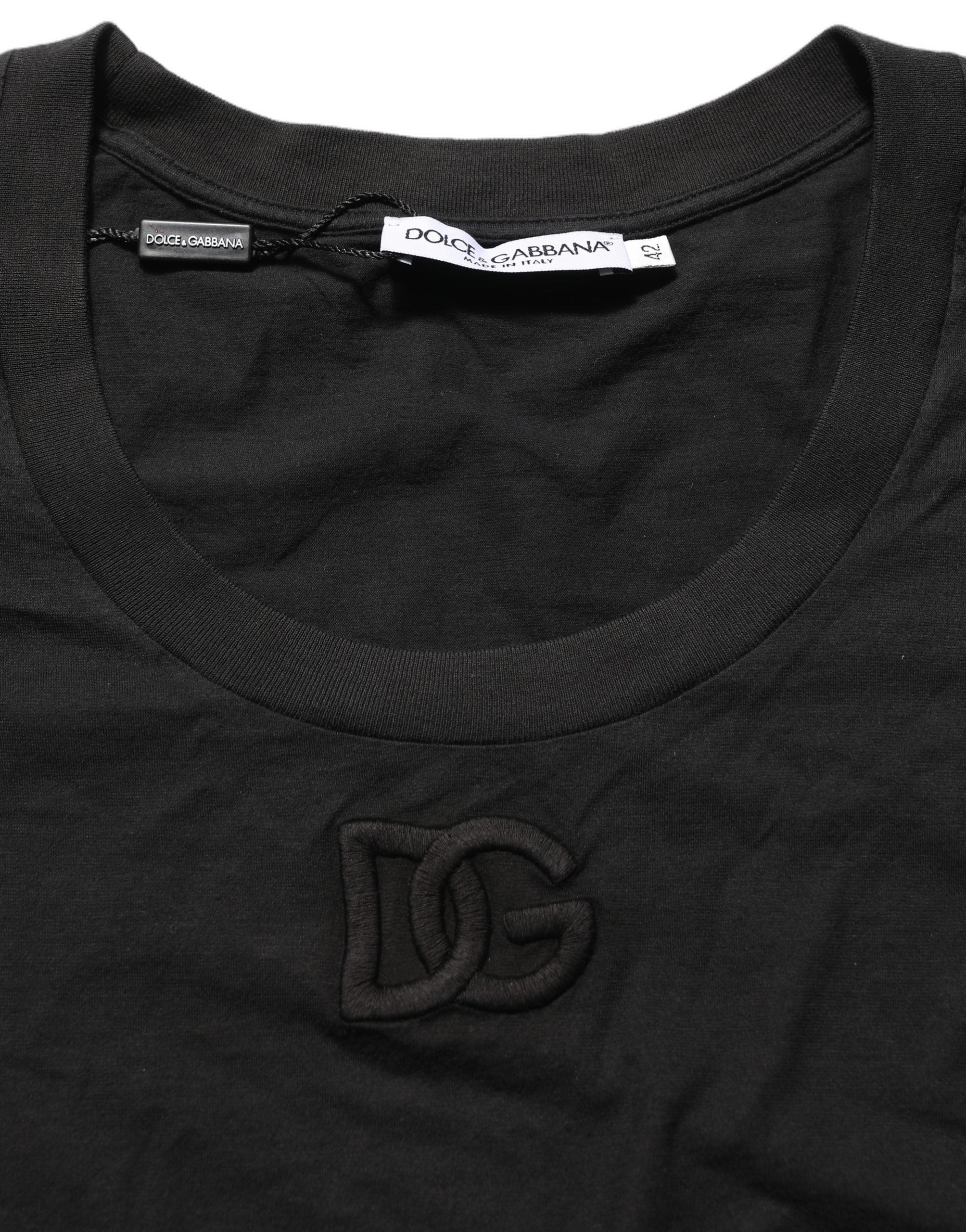Dolce & Gabbana Black DG Logo Cotton Round Neck Tee T-shirt