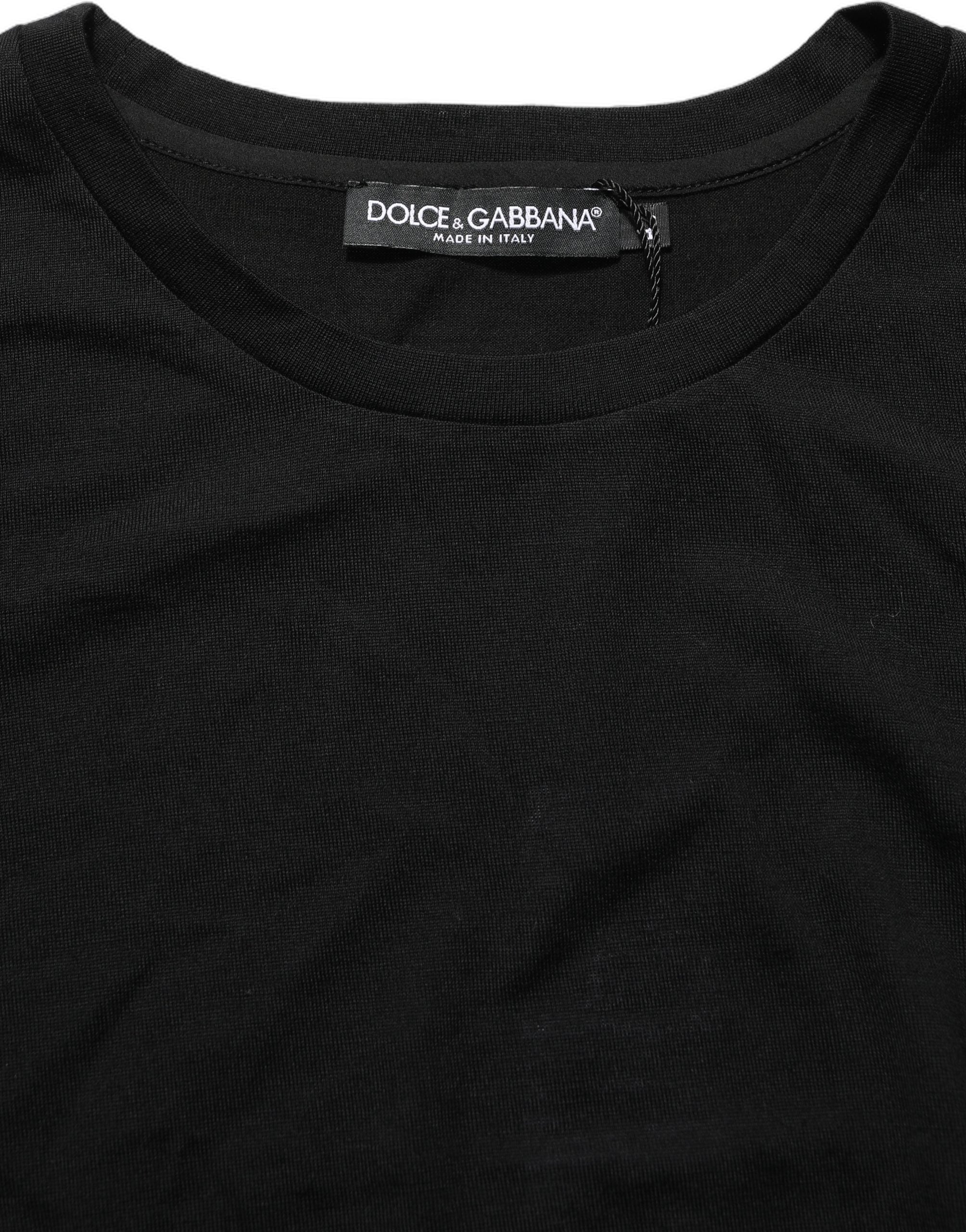 Dolce & Gabbana Black Wool Crew Neck Short Sleeves Men T-shirt