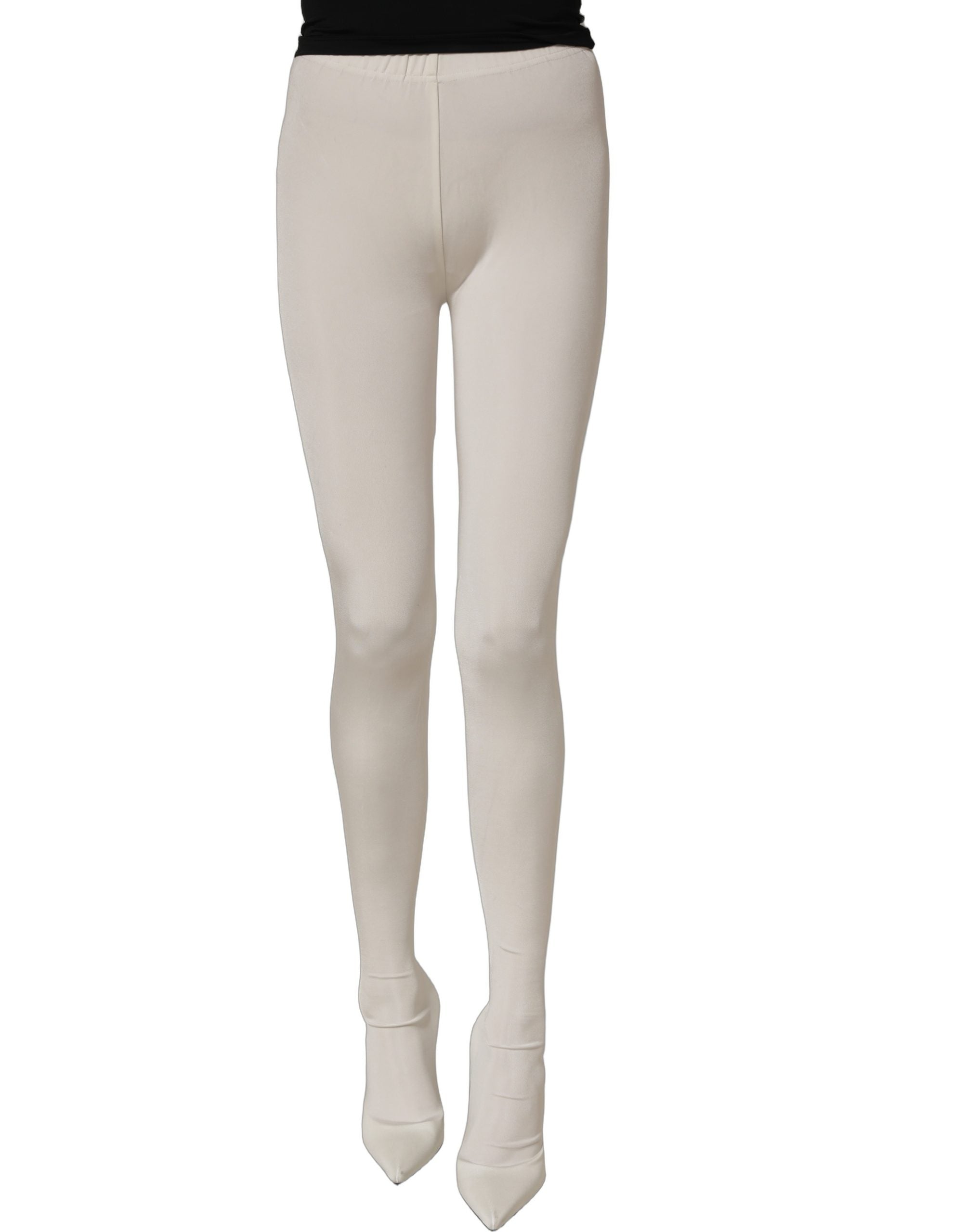 Dolce & Gabbana White High Heels Pumps Jersey Tights Shoes