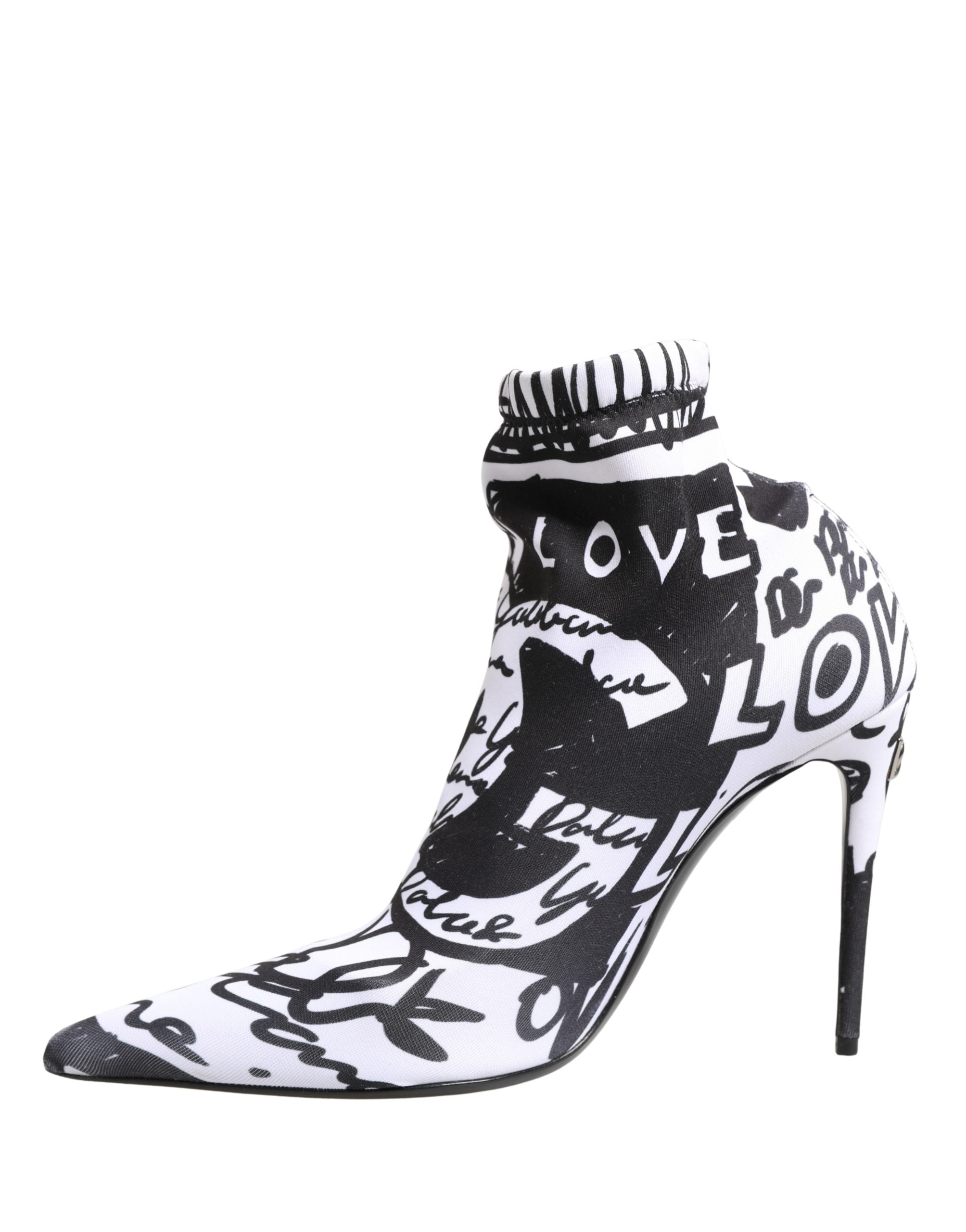 Dolce & Gabbana White Graffiti Stretch Ankle Boots Shoes