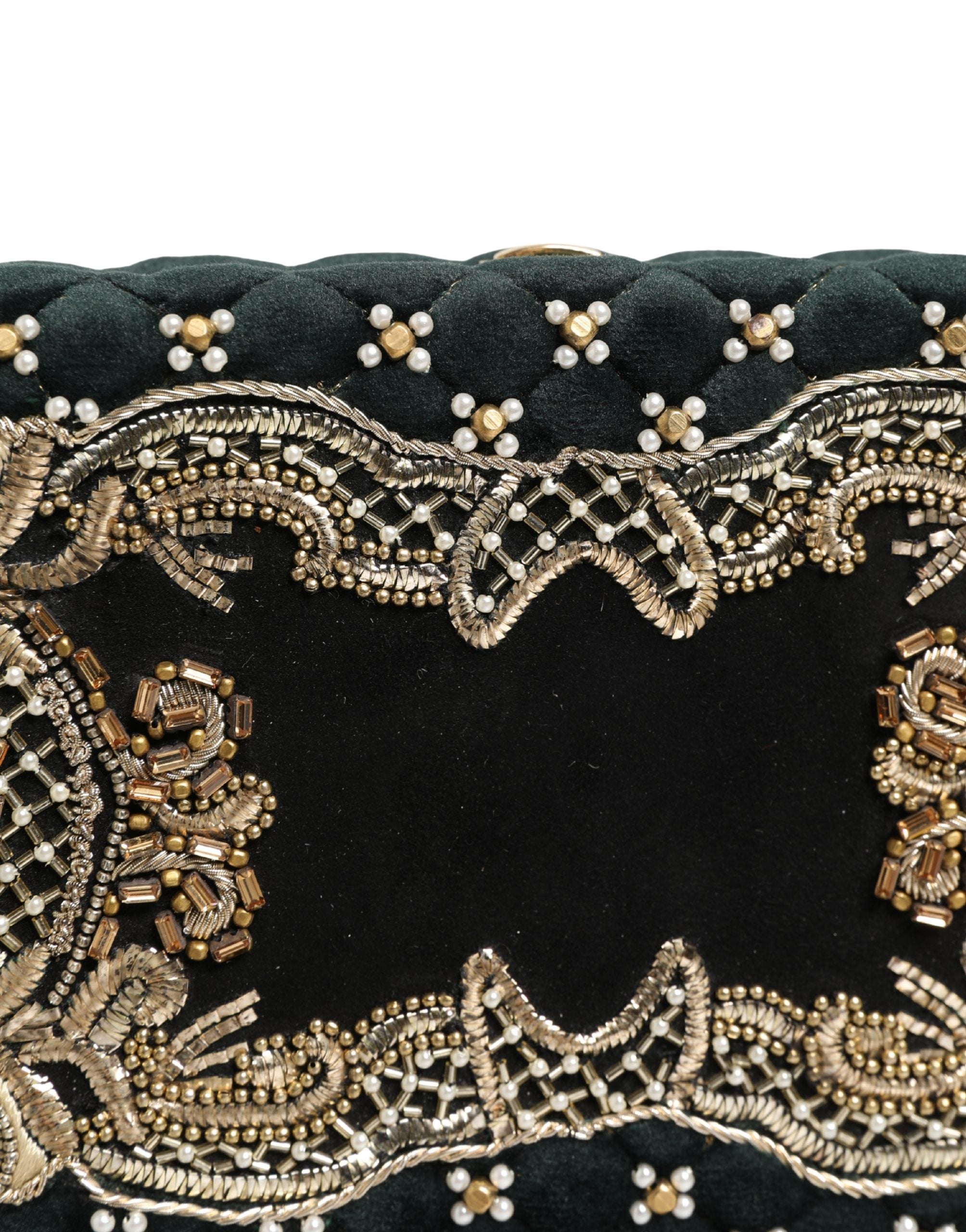 Dolce & Gabbana Black Velvet Gold Frame Clutch Evening Clutch Purse Bag