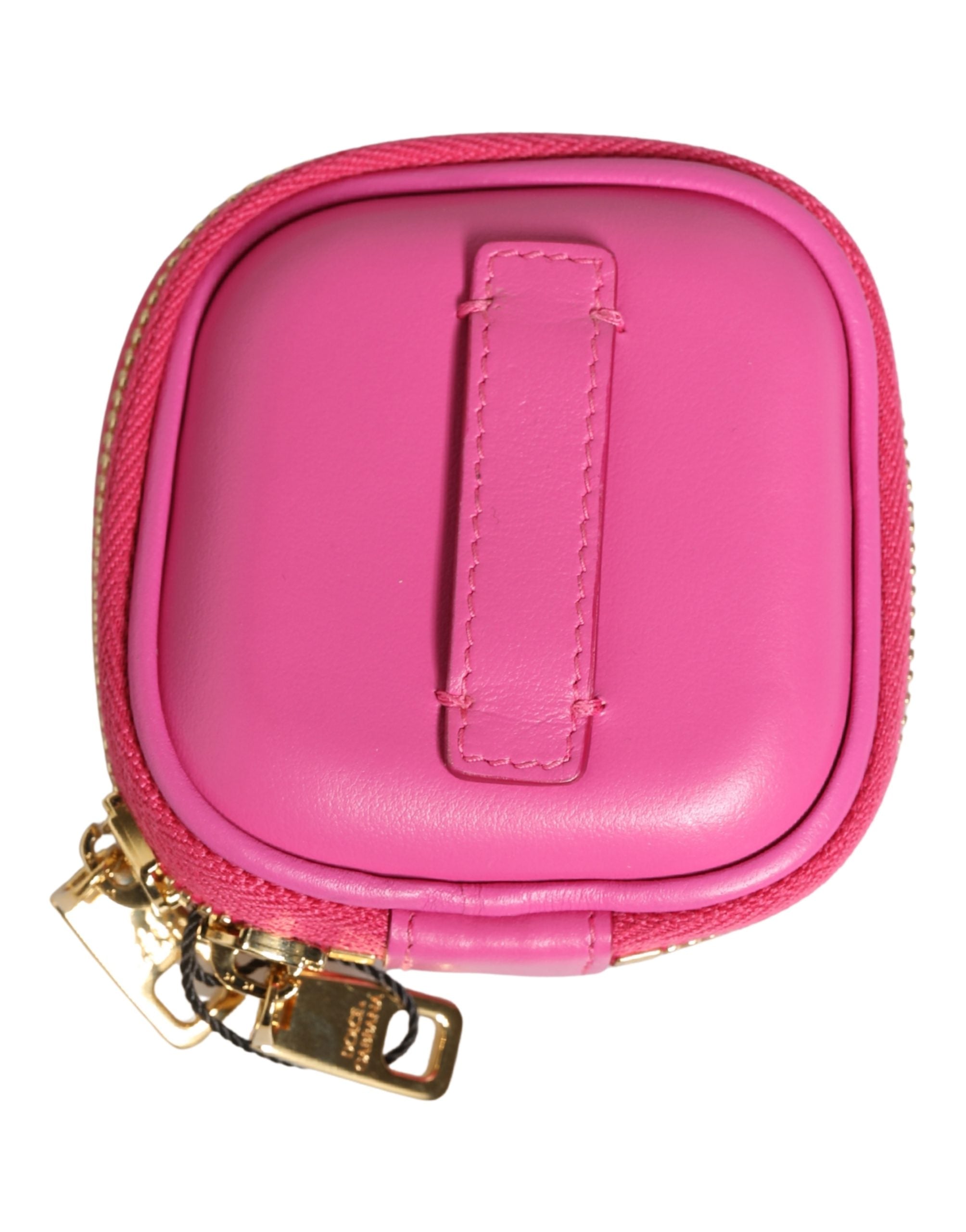 Dolce & Gabbana Pink Lamb Leather Embossed Logo Holder Airpod Case