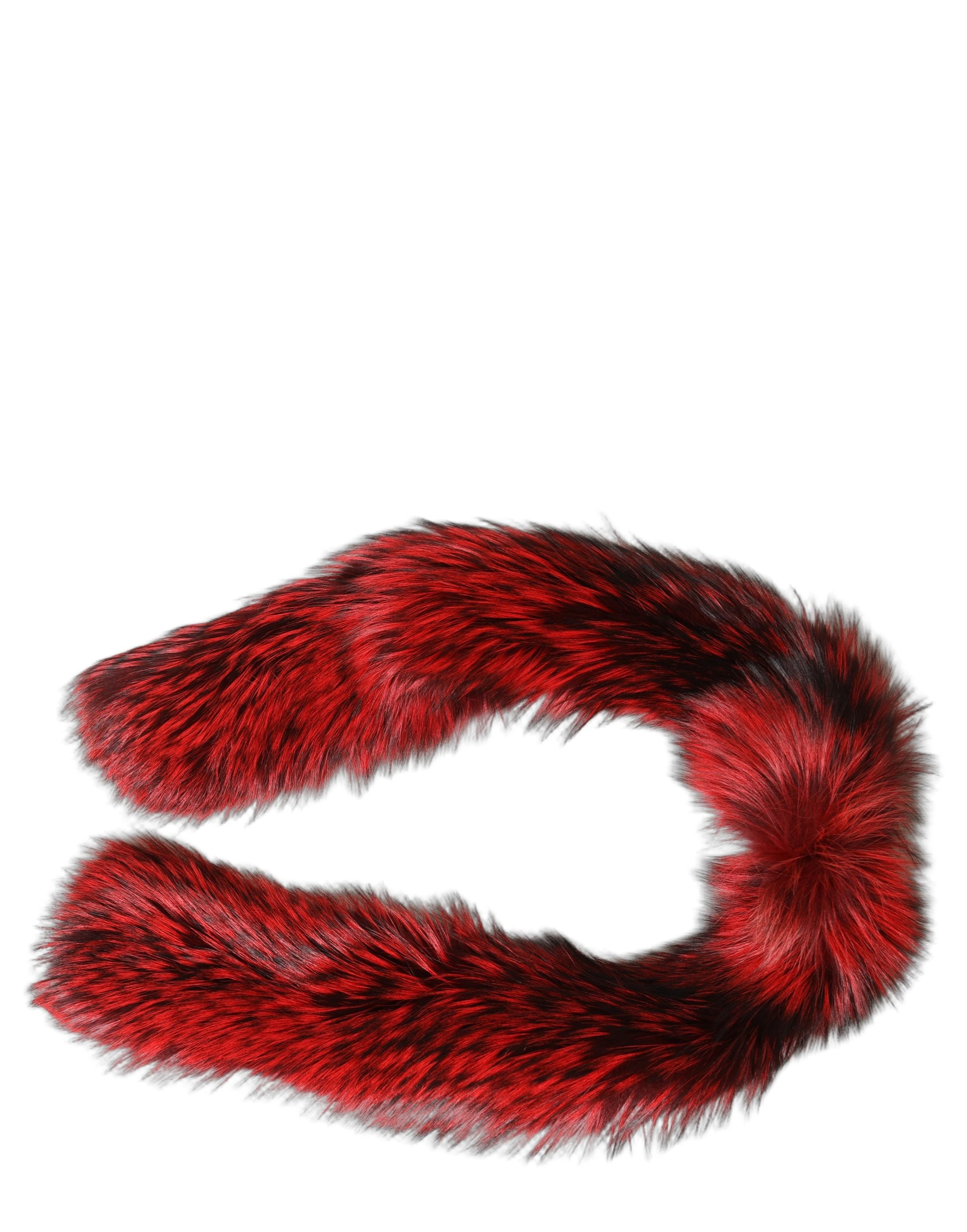 Dolce & Gabbana Red Fox Fur Neck Wrap Warmer Winter Scarf
