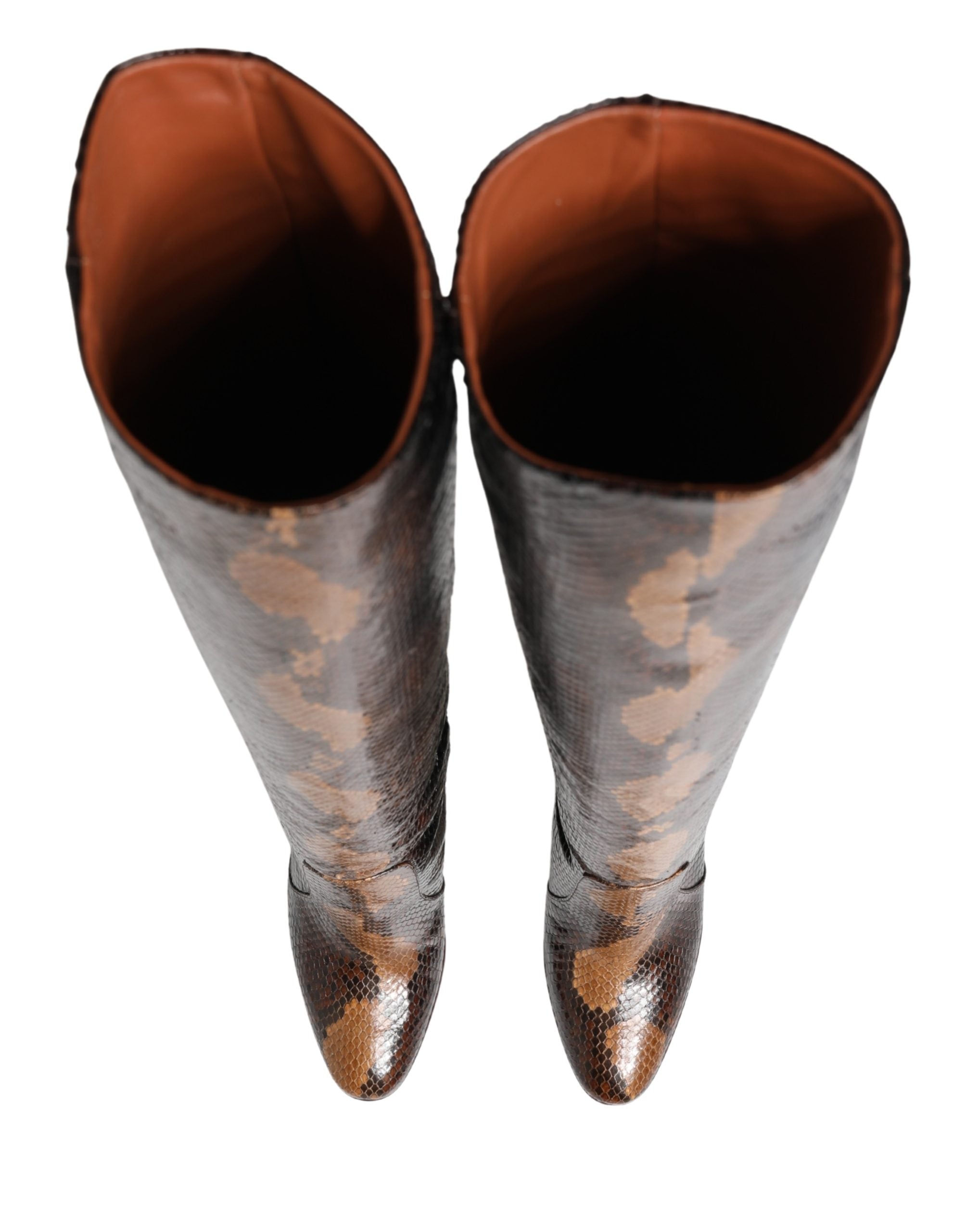 Dolce & Gabbana Brown Exotic Leather Knee High Boots Shoes
