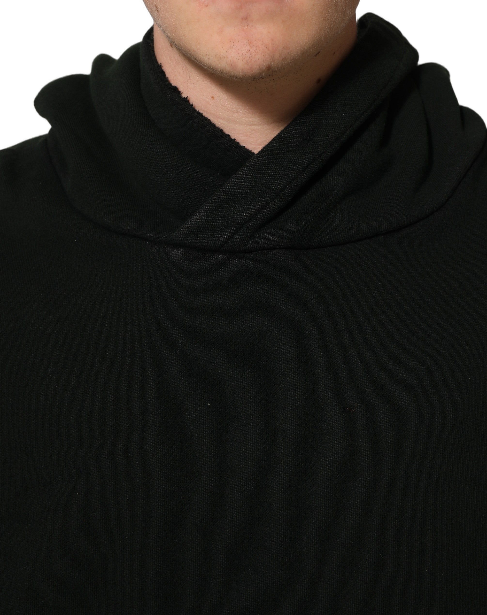 Dolce & Gabbana Black Cotton Hooded Men Sweatshirt Sweater
