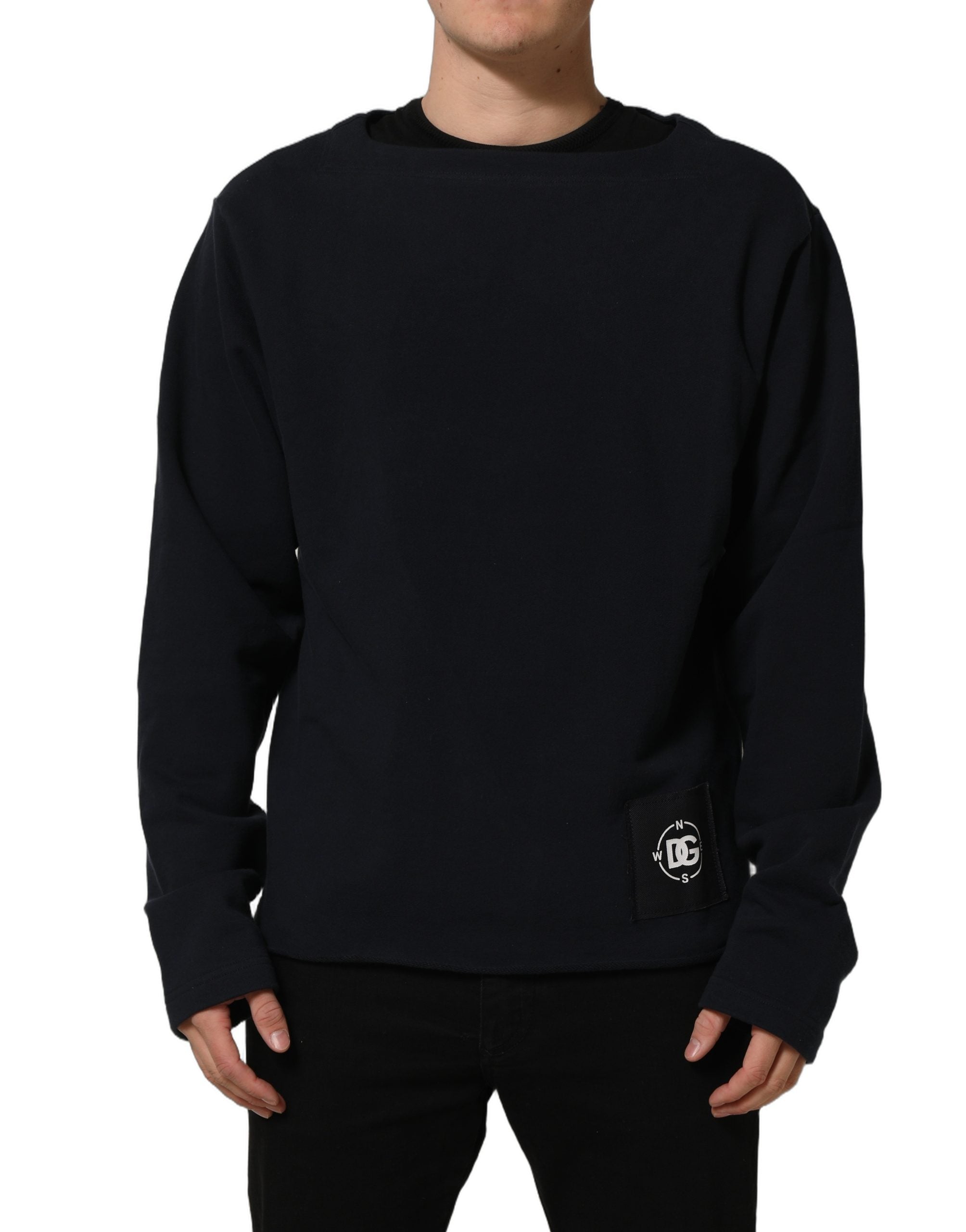 Dolce & Gabbana Dark Blue Logo Cotton Sweatshirt Sweater