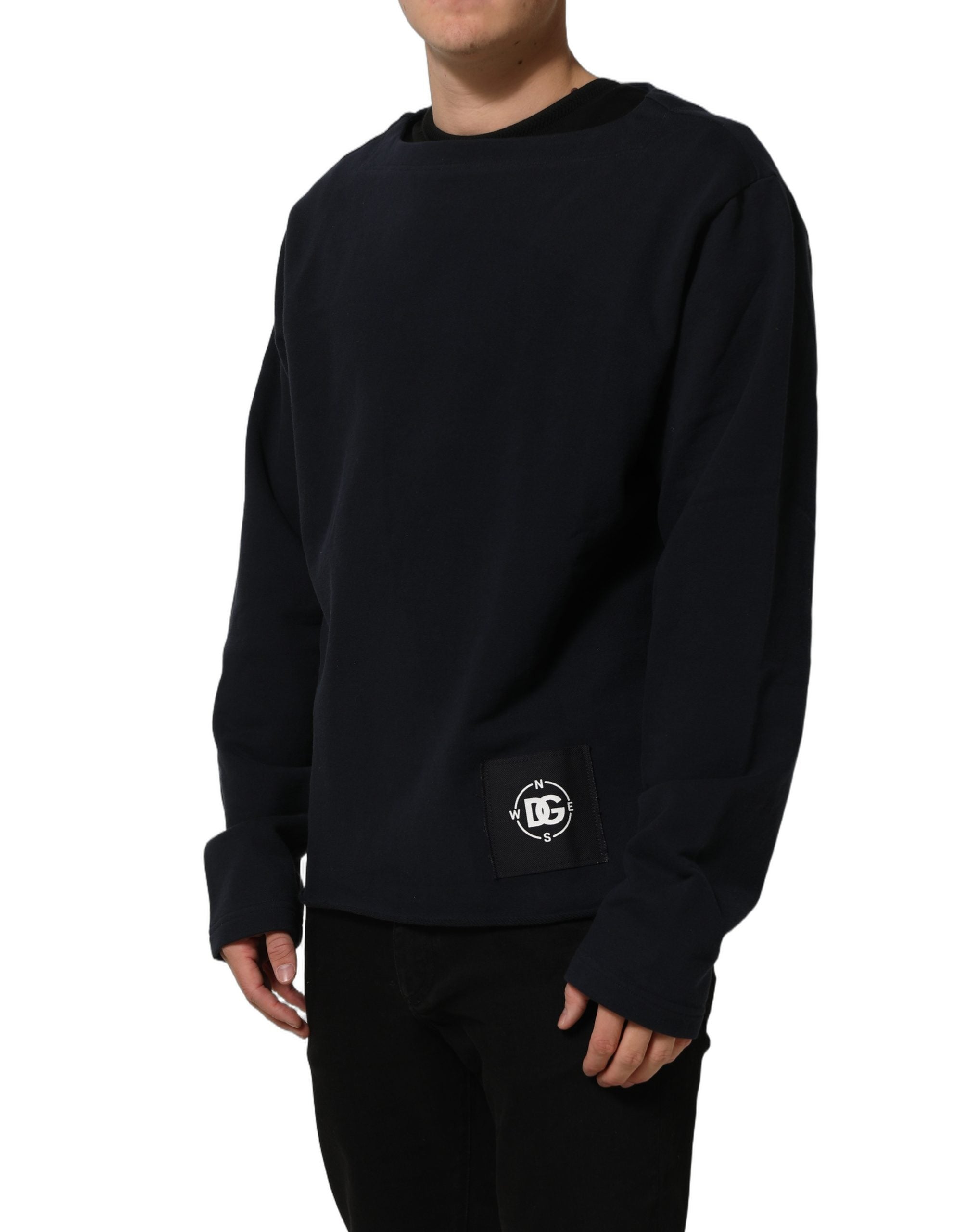 Dolce & Gabbana Dark Blue Logo Cotton Sweatshirt Sweater