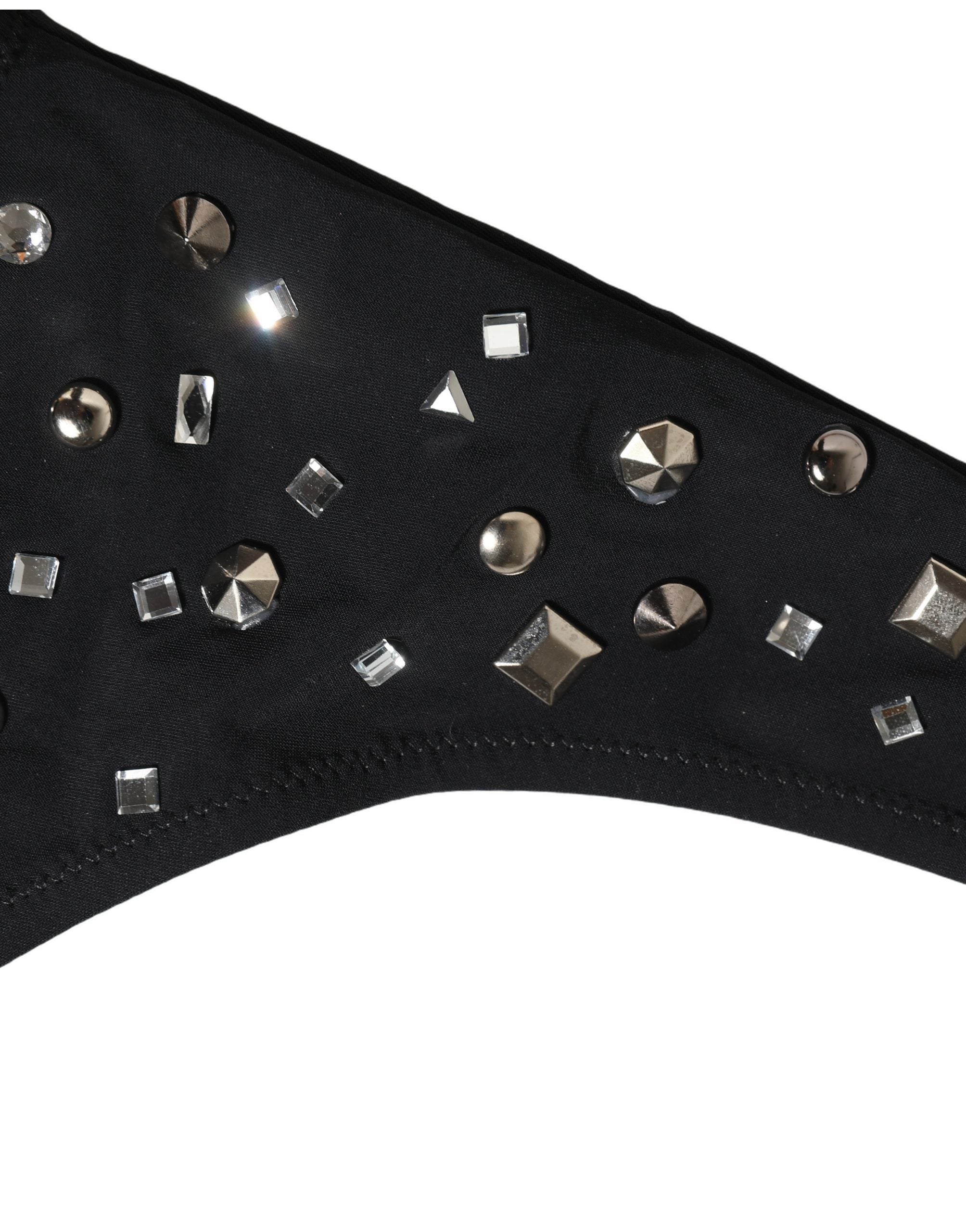 Dolce & Gabbana Black Embellished Cutout Bandeau One Piece Swimwear