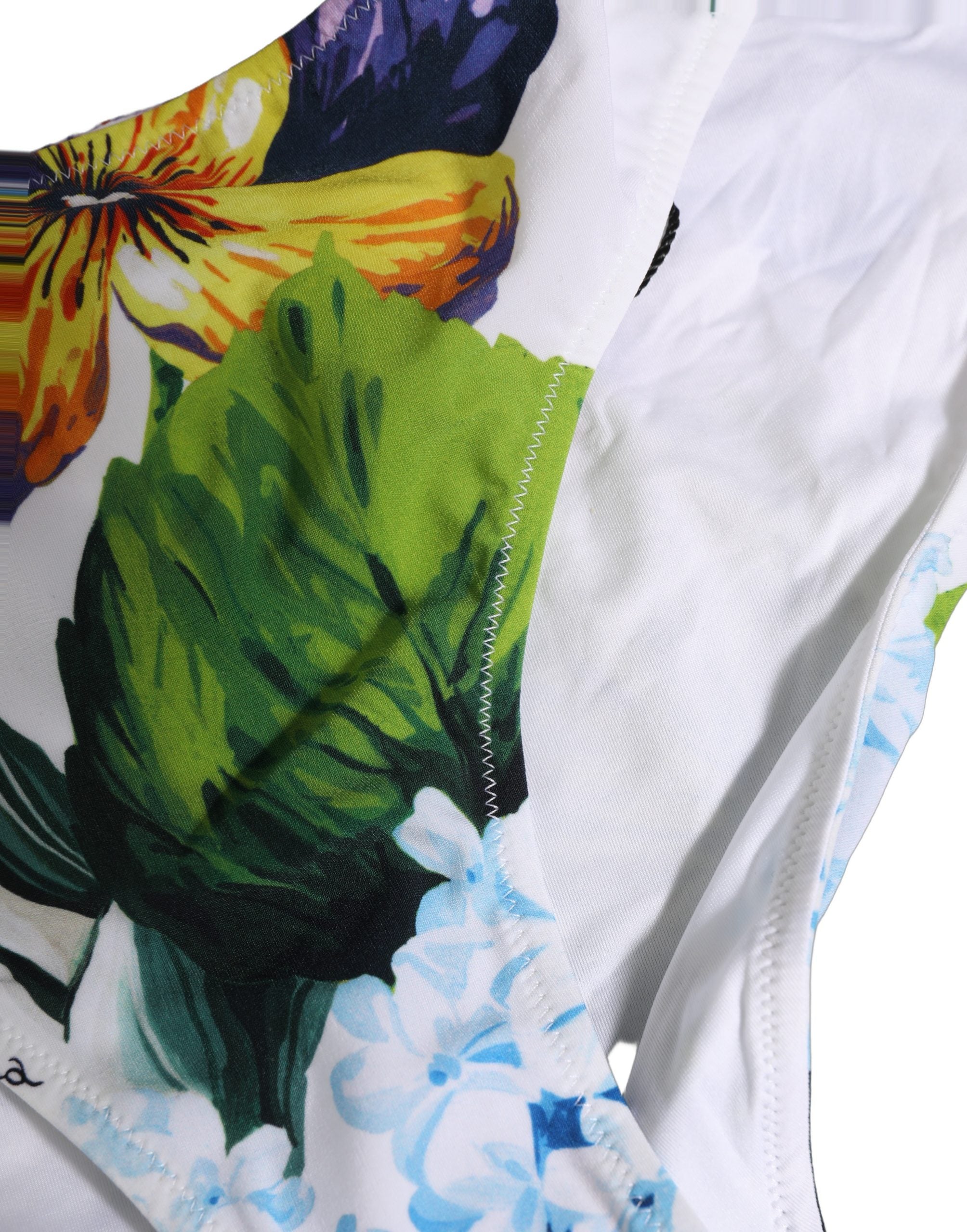 Dolce & Gabbana White Floral Bandeau Brief Two Piece Swimwear