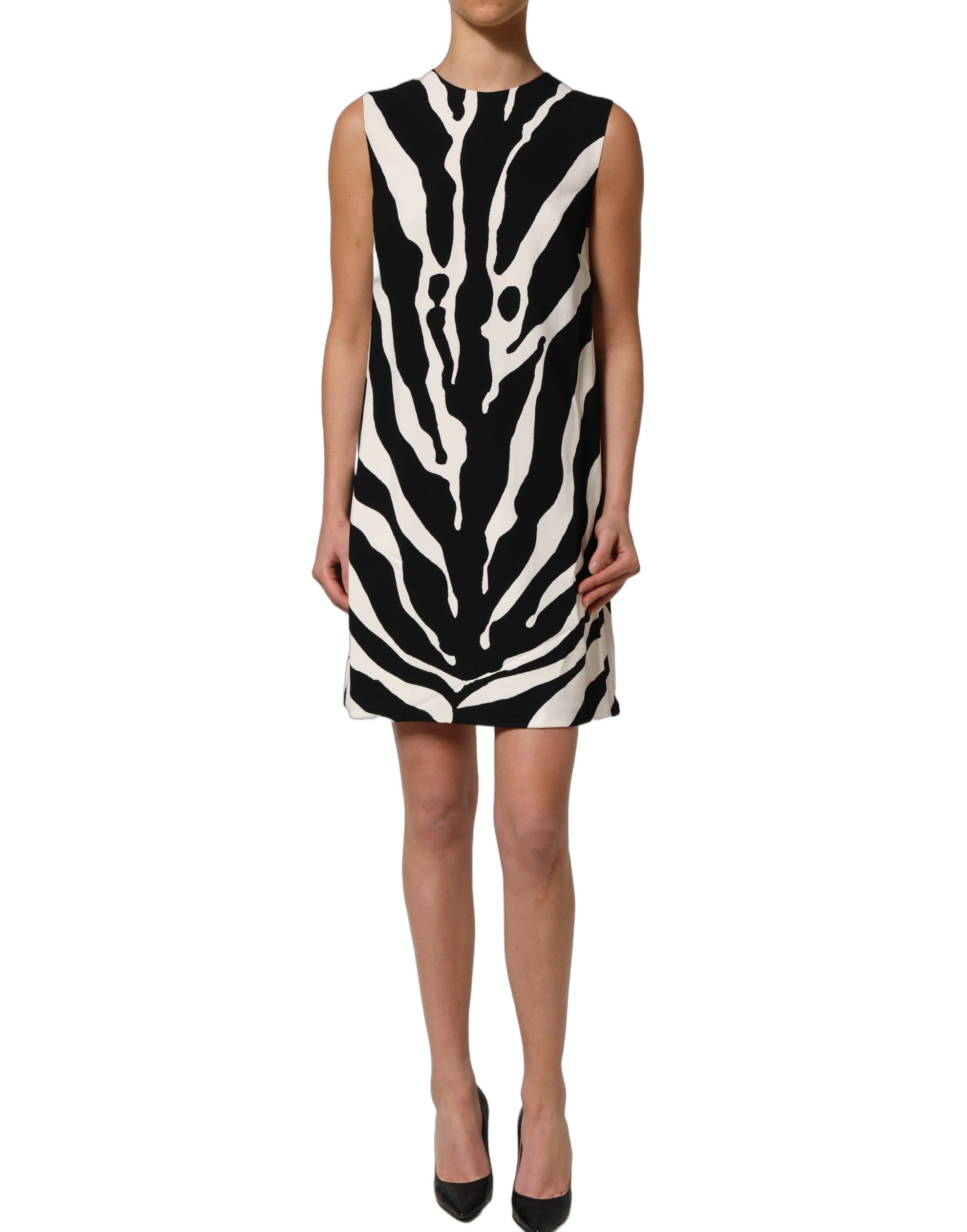 Dolce & Gabbana Black White Zebra Print Viscose Mini Dress
