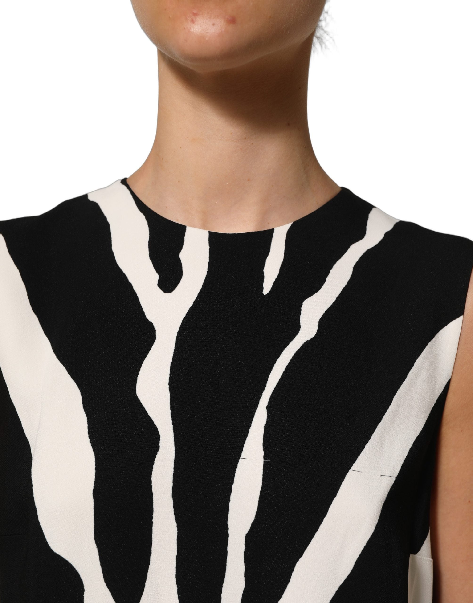 Dolce & Gabbana Black White Zebra Print Viscose Mini Dress