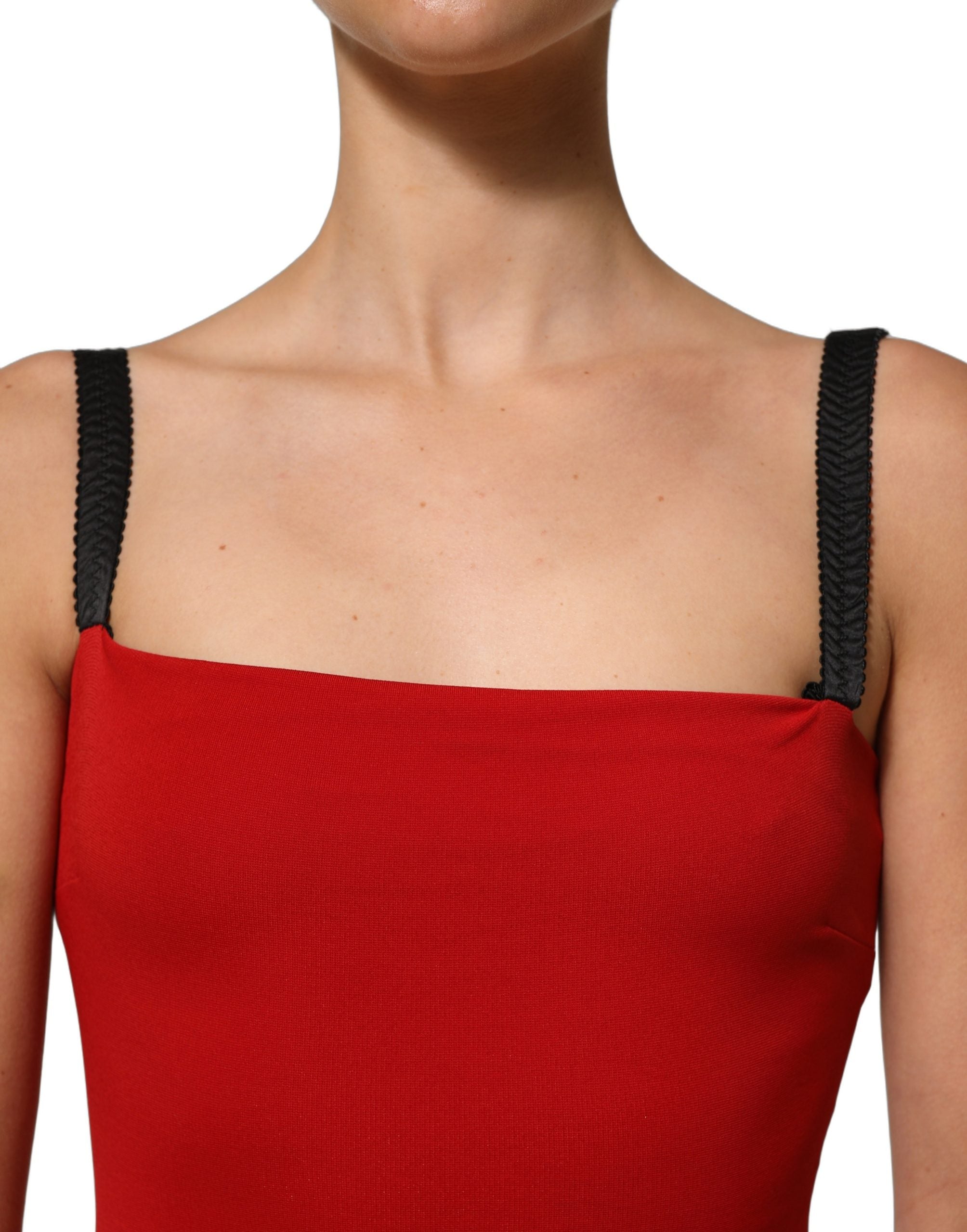 Dolce & Gabbana Red Stretch Bodycon Sheath Knee Length Dress