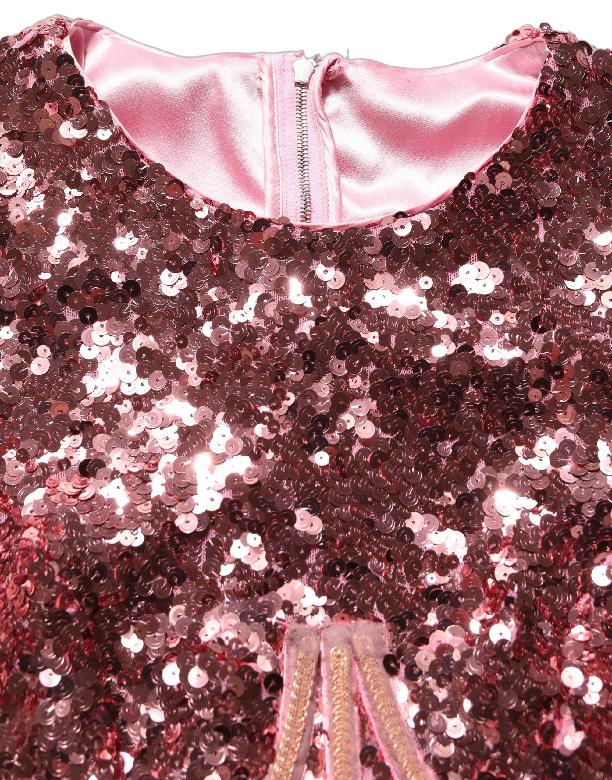 Dolce & Gabbana Pink Long Sequined Corset Detailing Gown Dress
