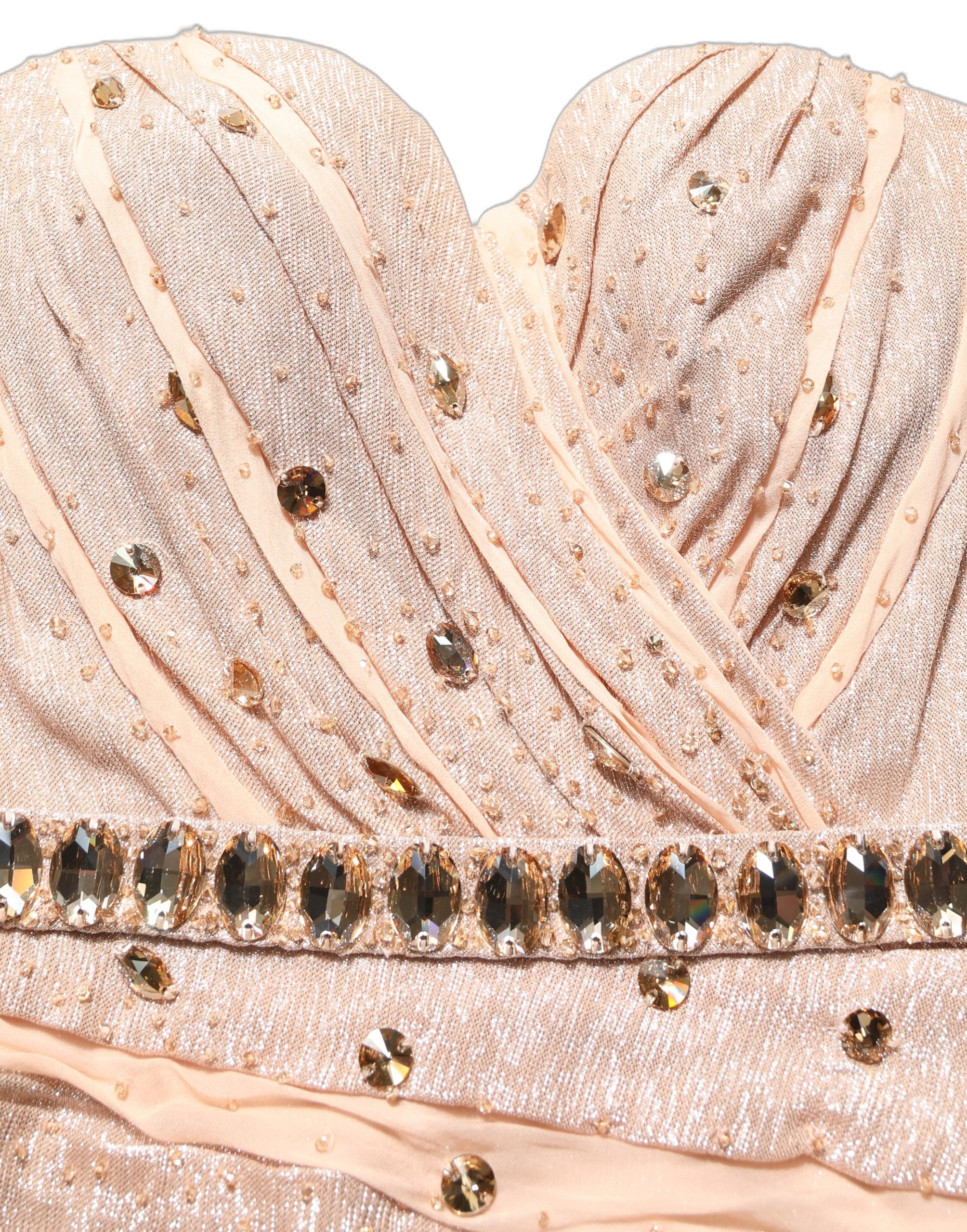 Dolce & Gabbana Nude Embellished Strapless Evening Gown Dress
