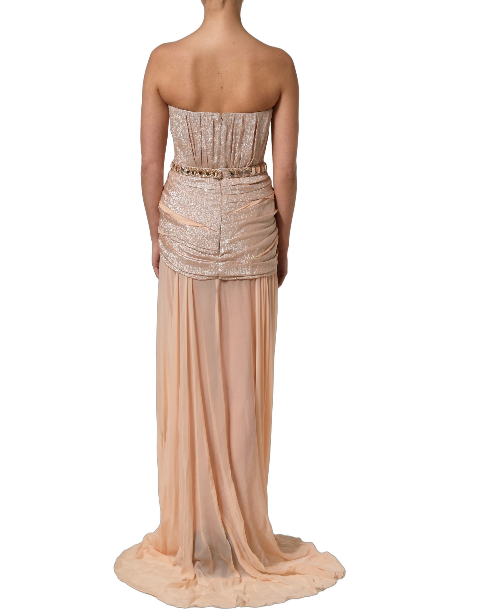 Dolce & Gabbana Nude Embellished Strapless Evening Gown Dress