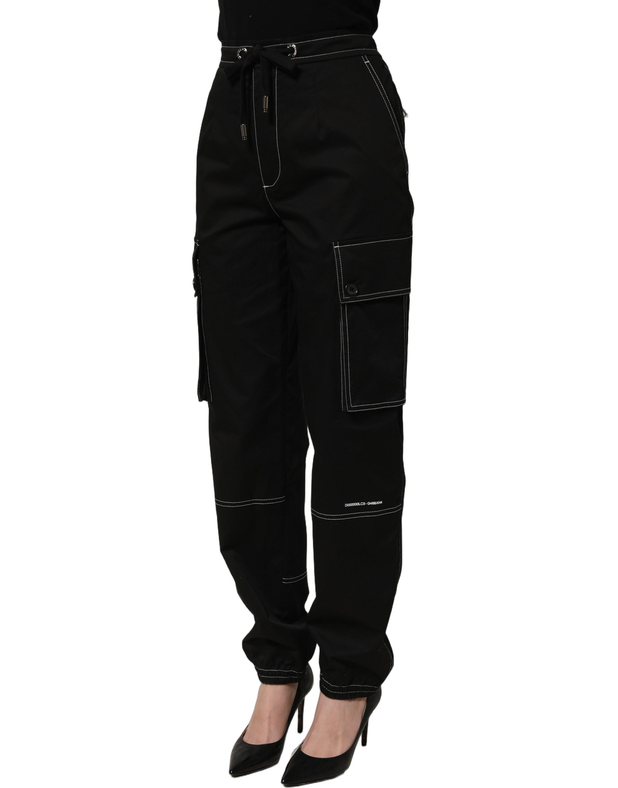 Dolce & Gabbana Black Vibe Cargo High Waist Straight Pants