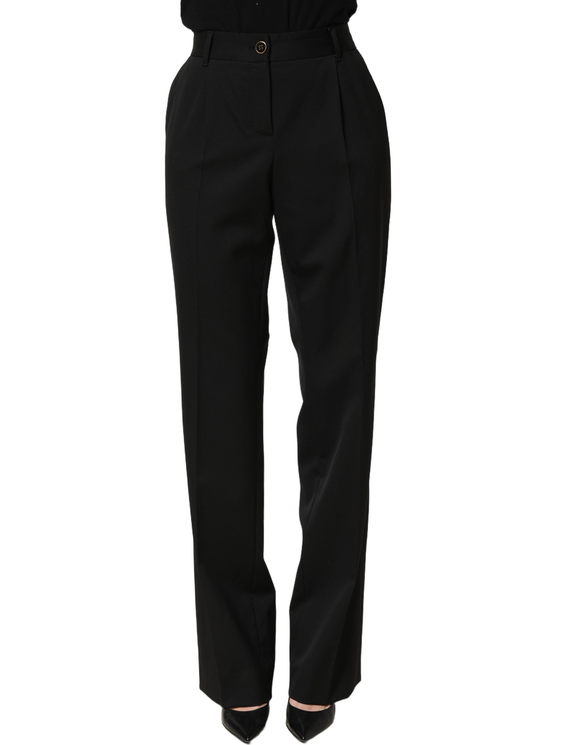 Dolce & Gabbana Black High Waist Straight Dress Trouser Pants
