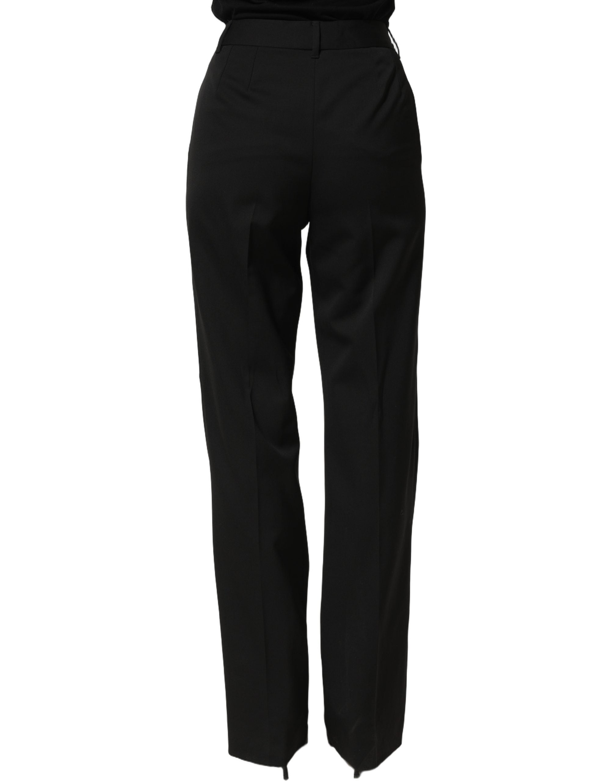 Dolce & Gabbana Black High Waist Straight Dress Trouser Pants