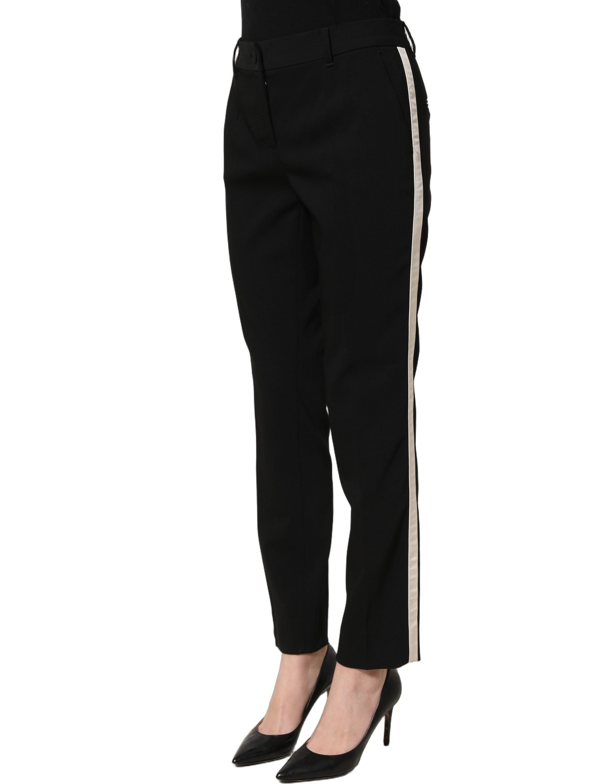 Dolce & Gabbana Black HighWaist Straight Dress Trouser Pants
