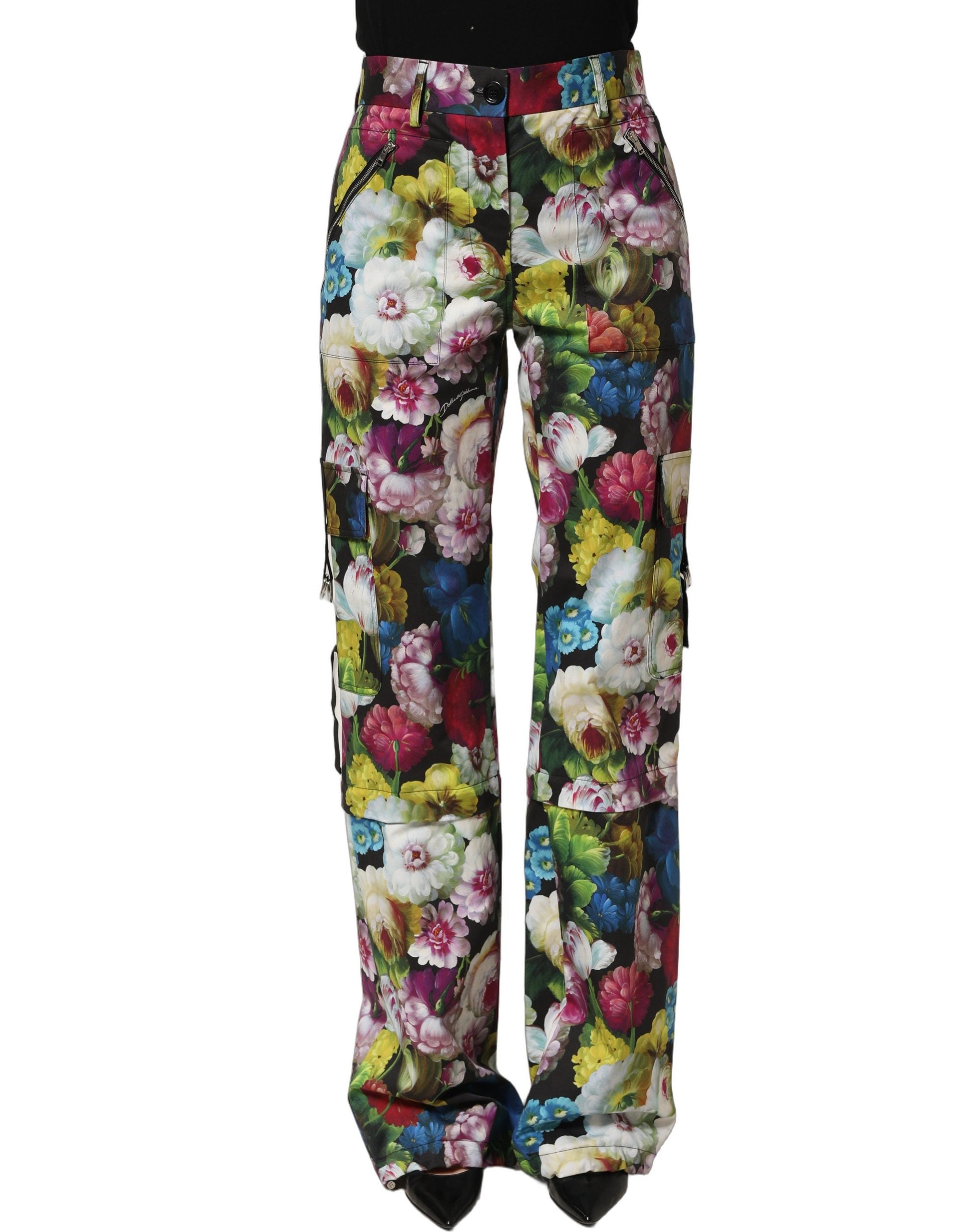 Dolce & Gabbana Multicolor Floral High Waist Wide Leg Pants