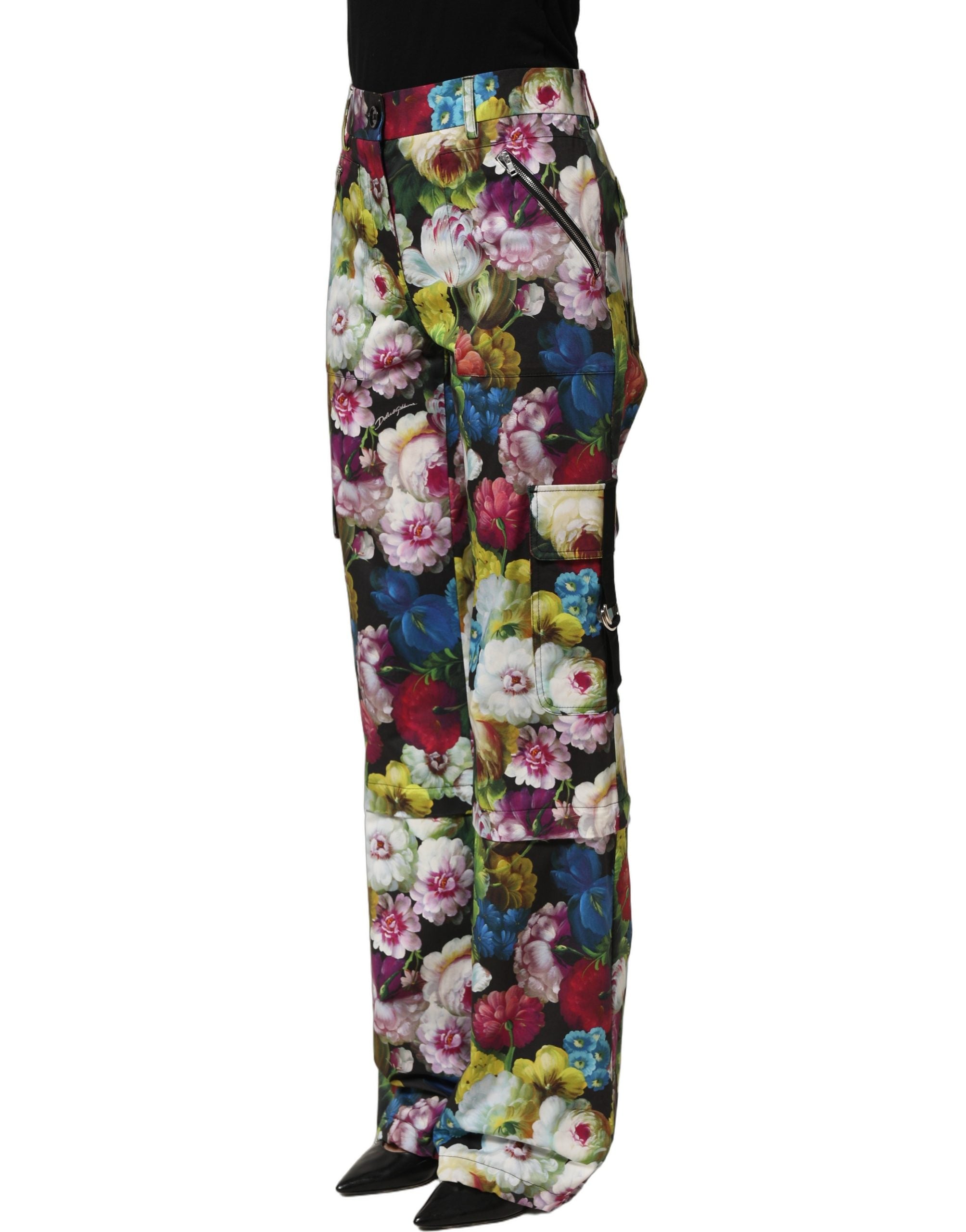 Dolce & Gabbana Multicolor Floral High Waist Wide Leg Pants