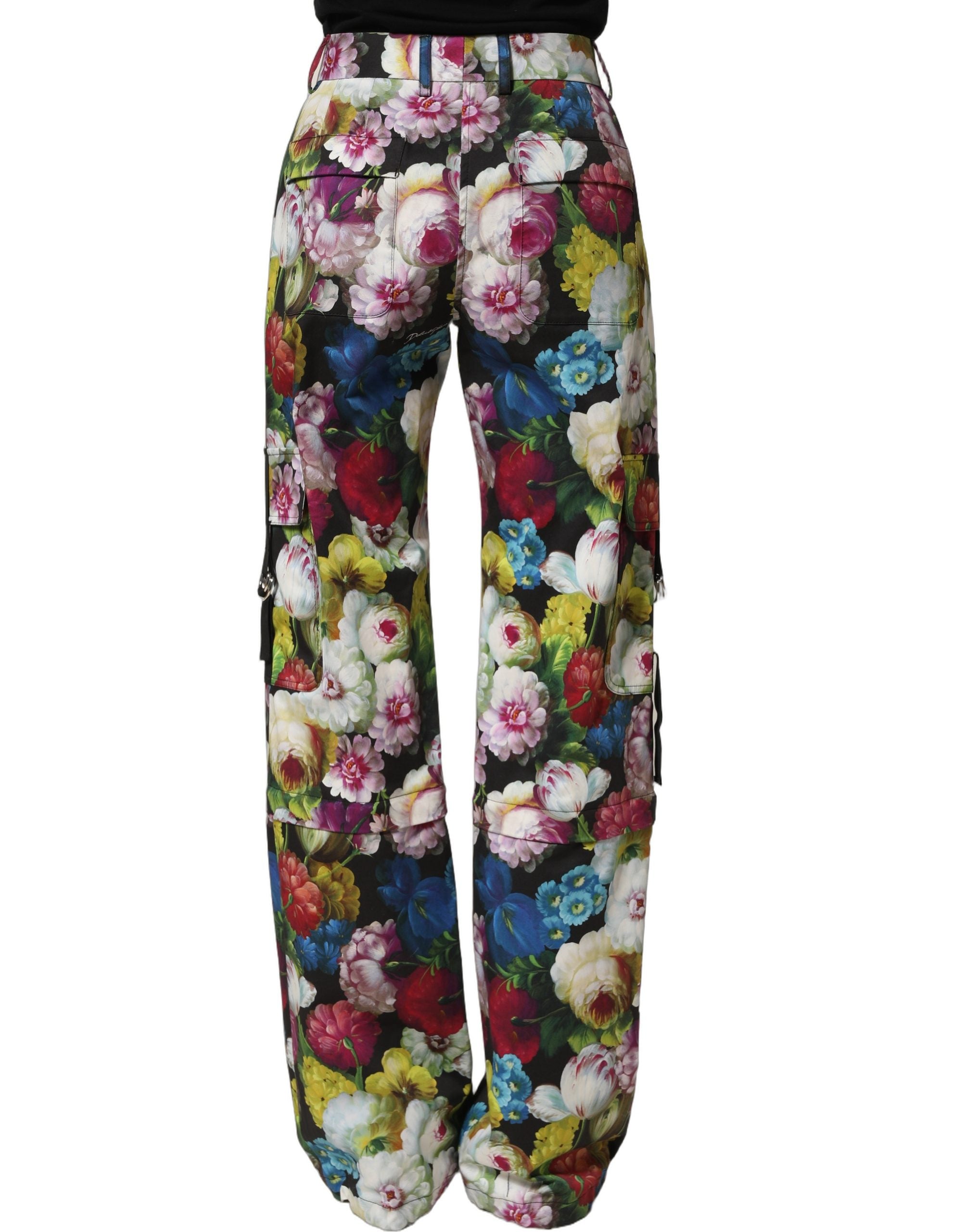 Dolce & Gabbana Multicolor Floral High Waist Wide Leg Pants