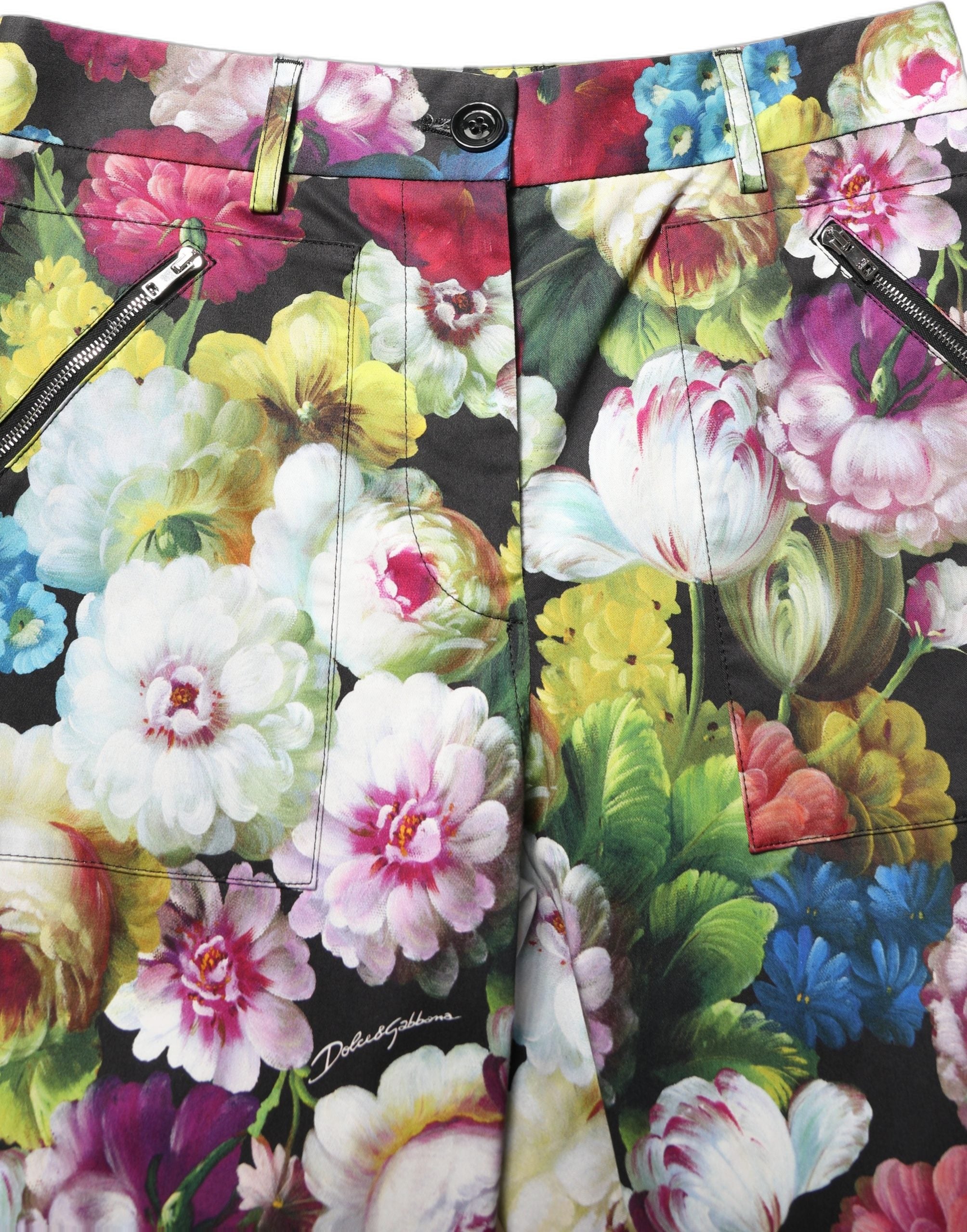 Dolce & Gabbana Multicolor Floral High Waist Wide Leg Pants