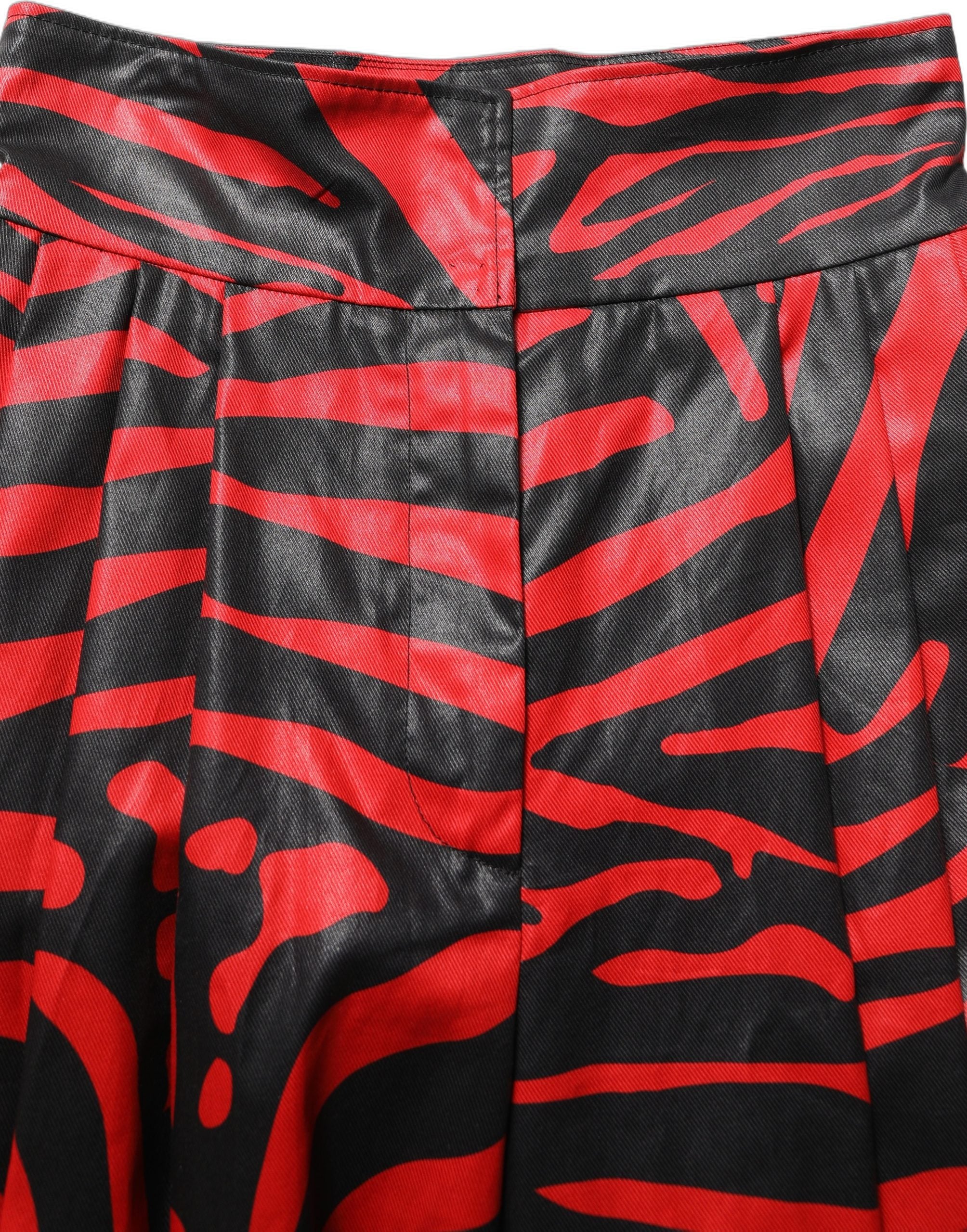 Dolce & Gabbana Red Black Zebra Print Cotton HighWaist Pants