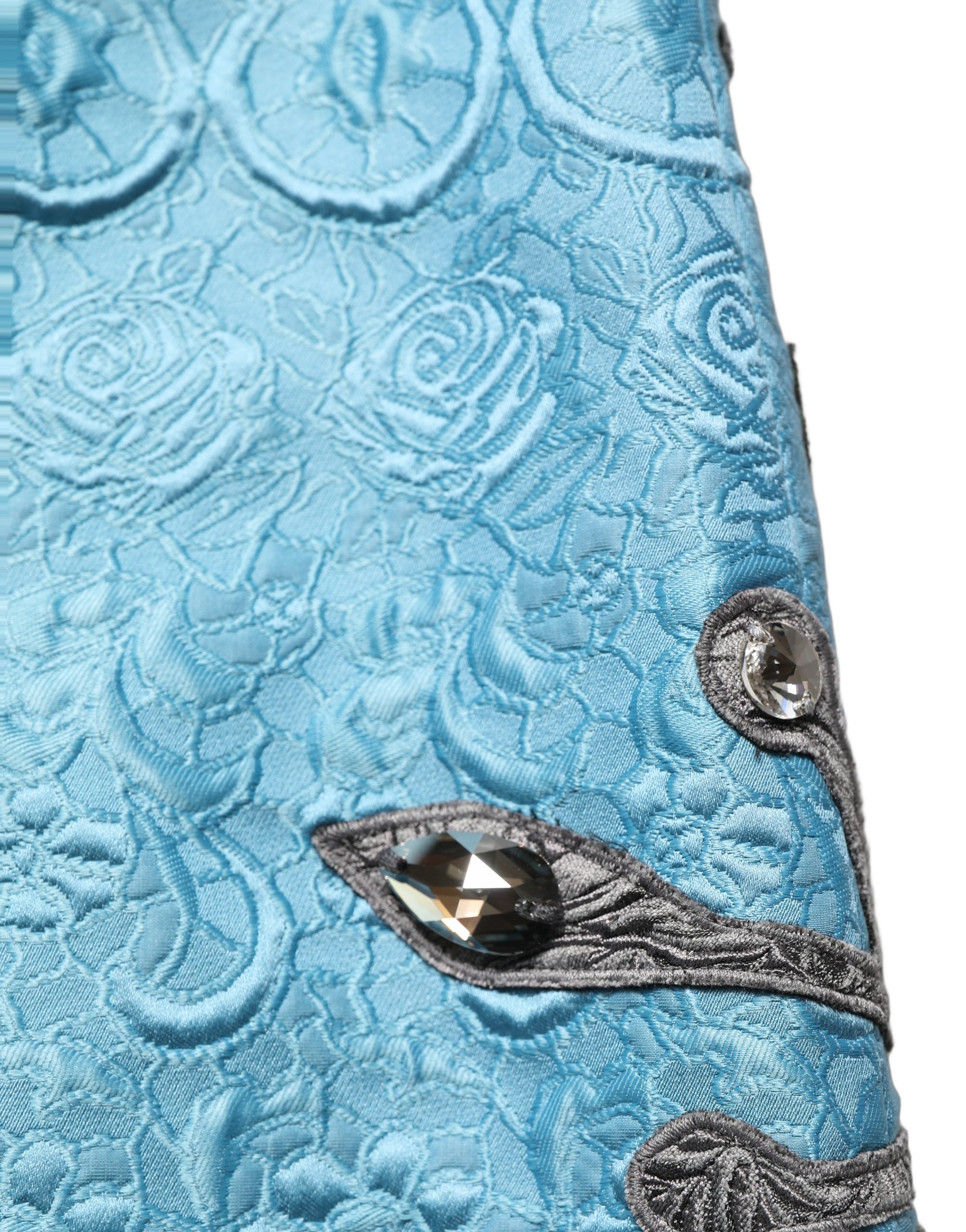 Dolce & Gabbana Blue Jacquard Embroidered A-line Midi Skirt