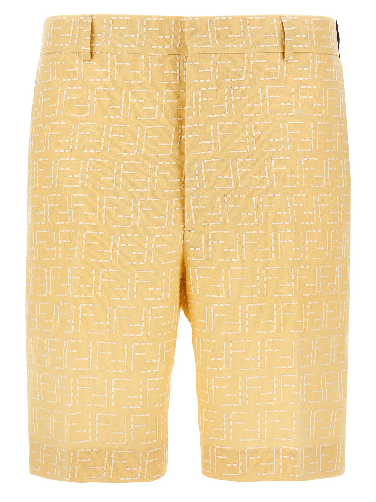 Fendi Bicolor Linen Bermuda Shorts