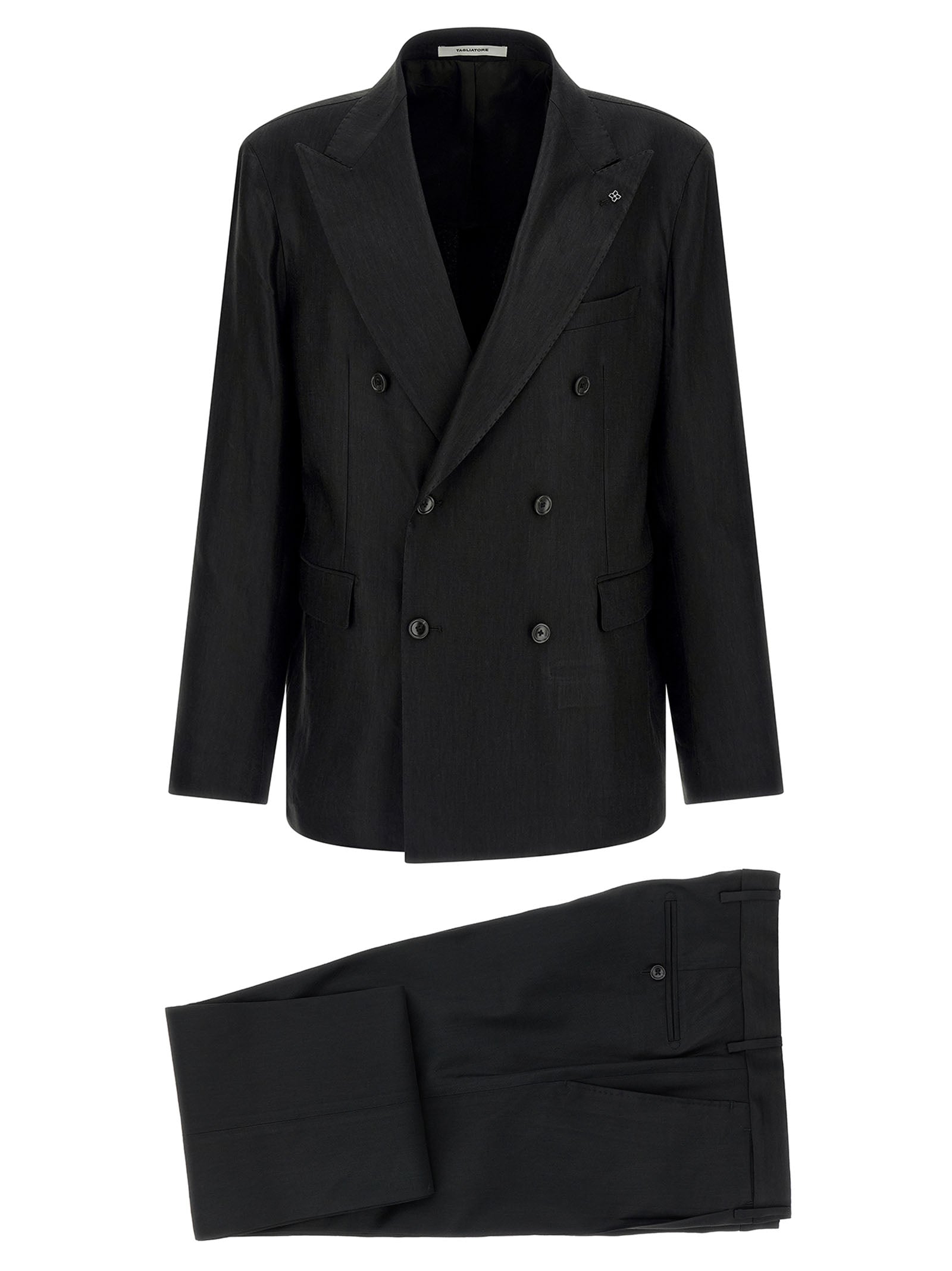 Tagliatore Black Linen Two-Piece Suit