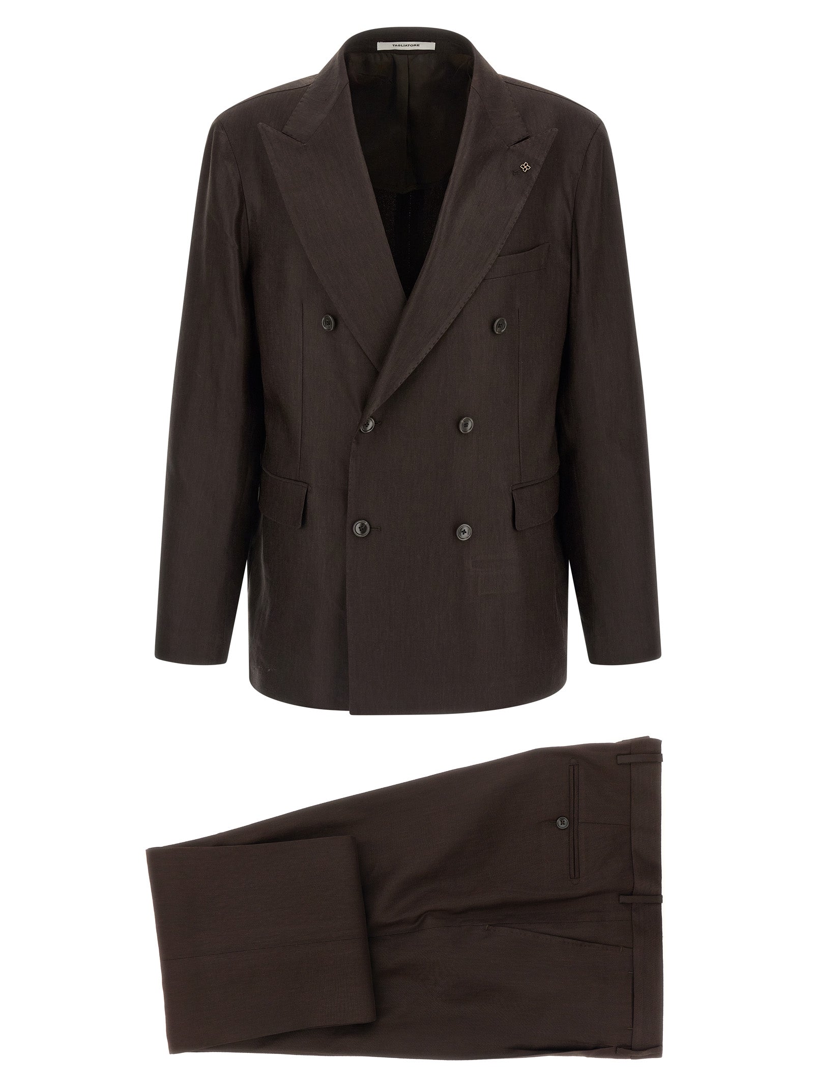 Tagliatore Brown Linen Two-Piece Suit