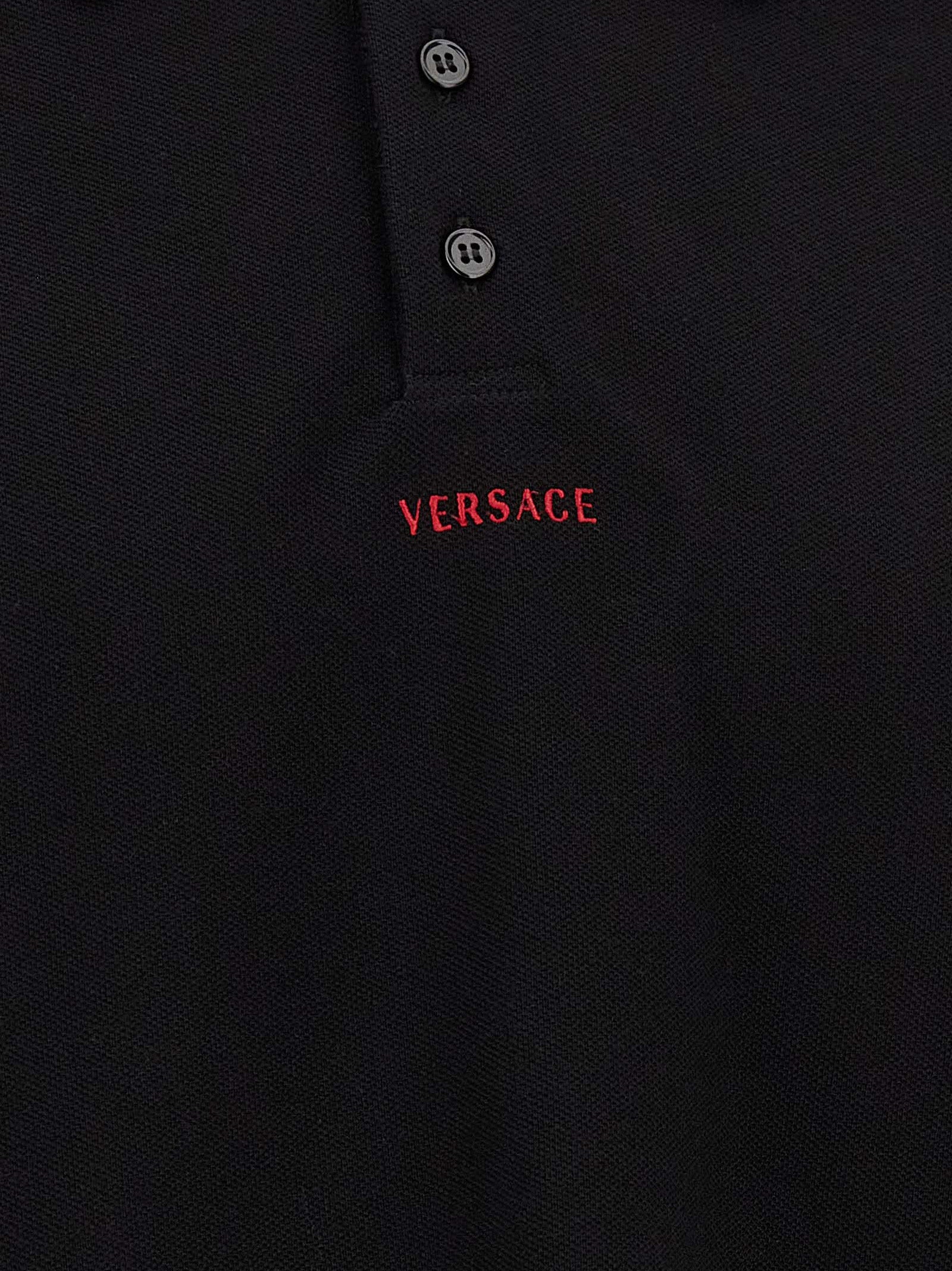Versace Black Cotton Polo Shirt