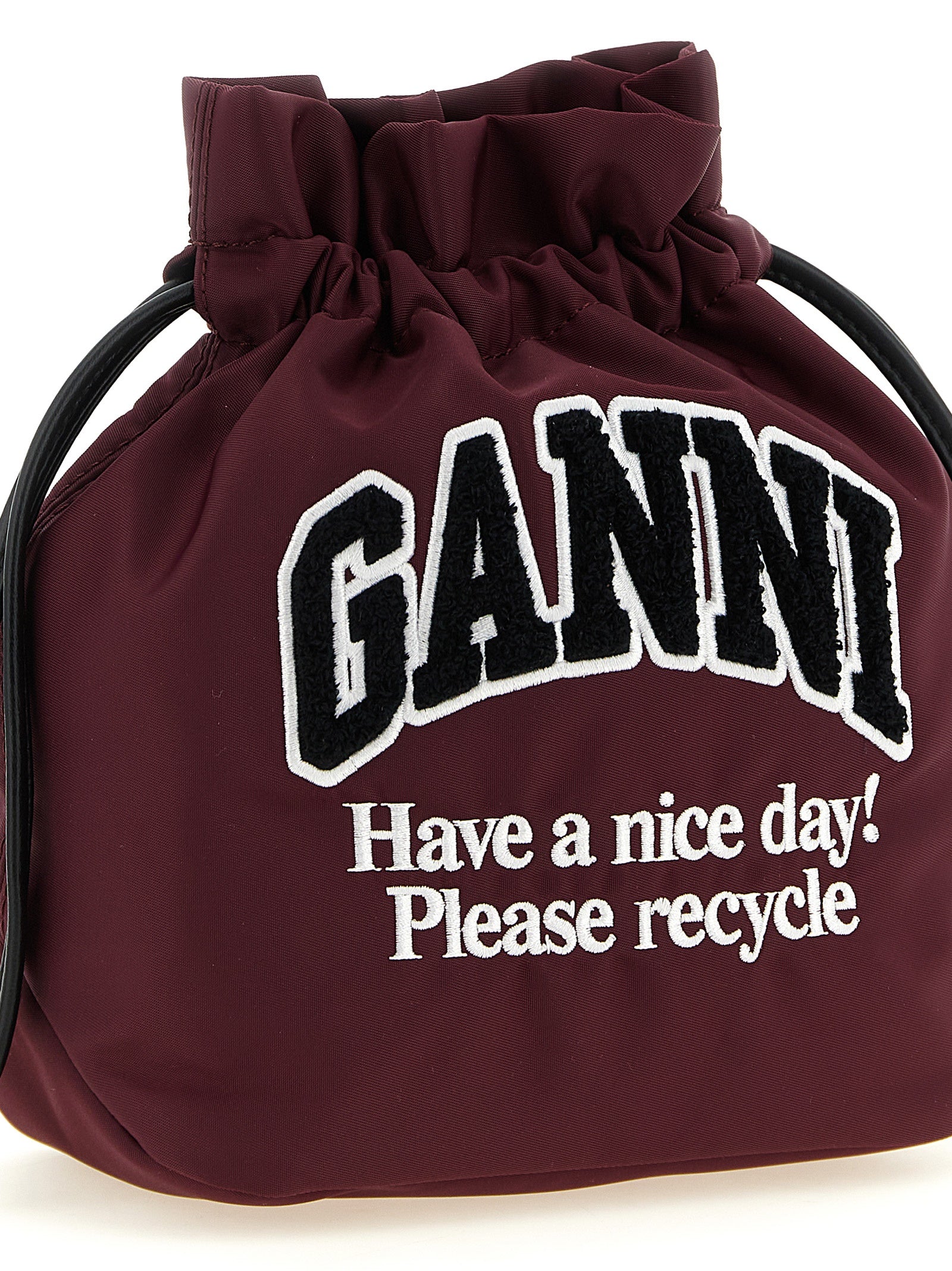 Ganni Bordeaux Recycled Polyamide Clutch Bag