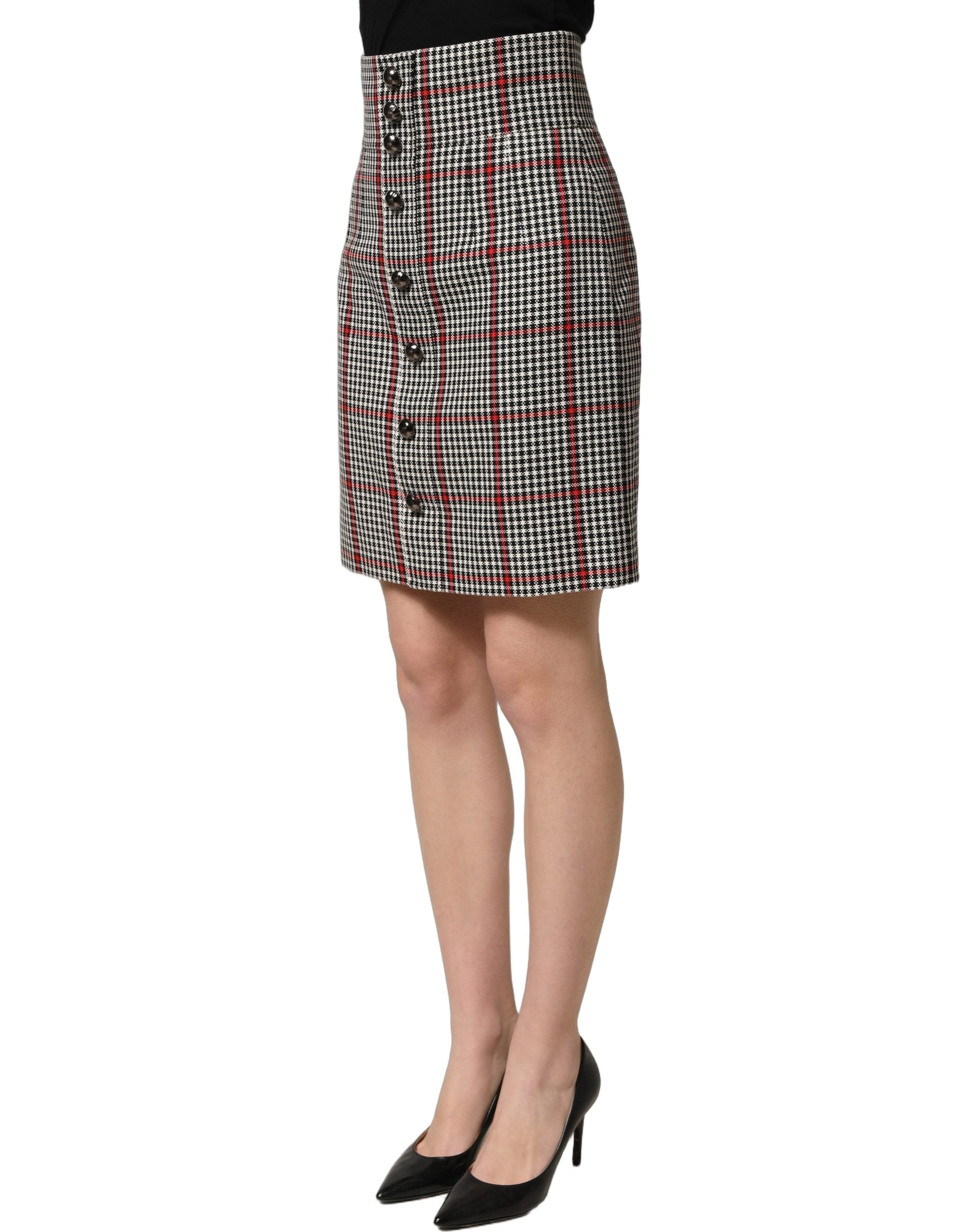 Dolce & Gabbana Gray Checkered High Waist A-line Mini Skirt