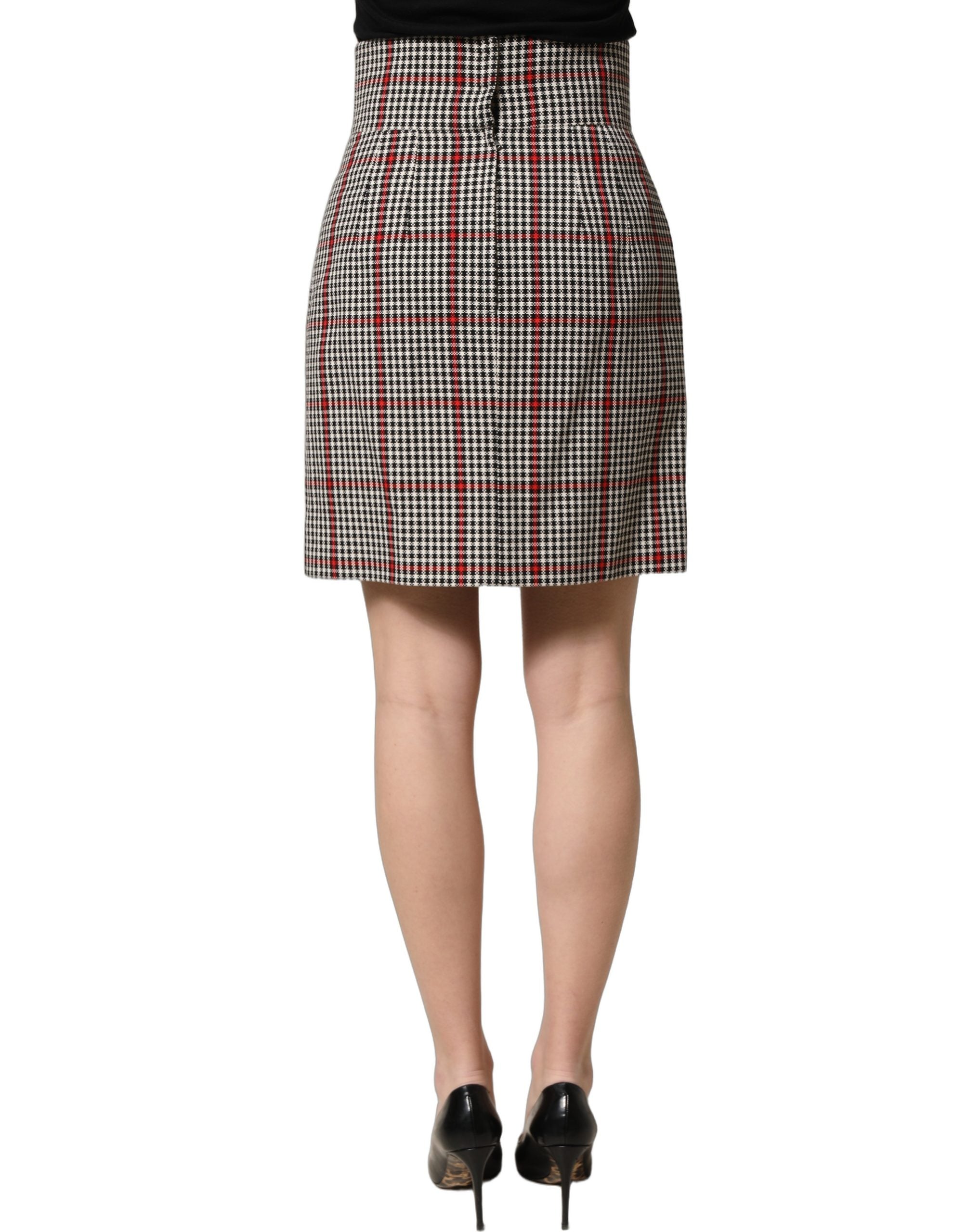 Dolce & Gabbana Gray Checkered High Waist A-line Mini Skirt