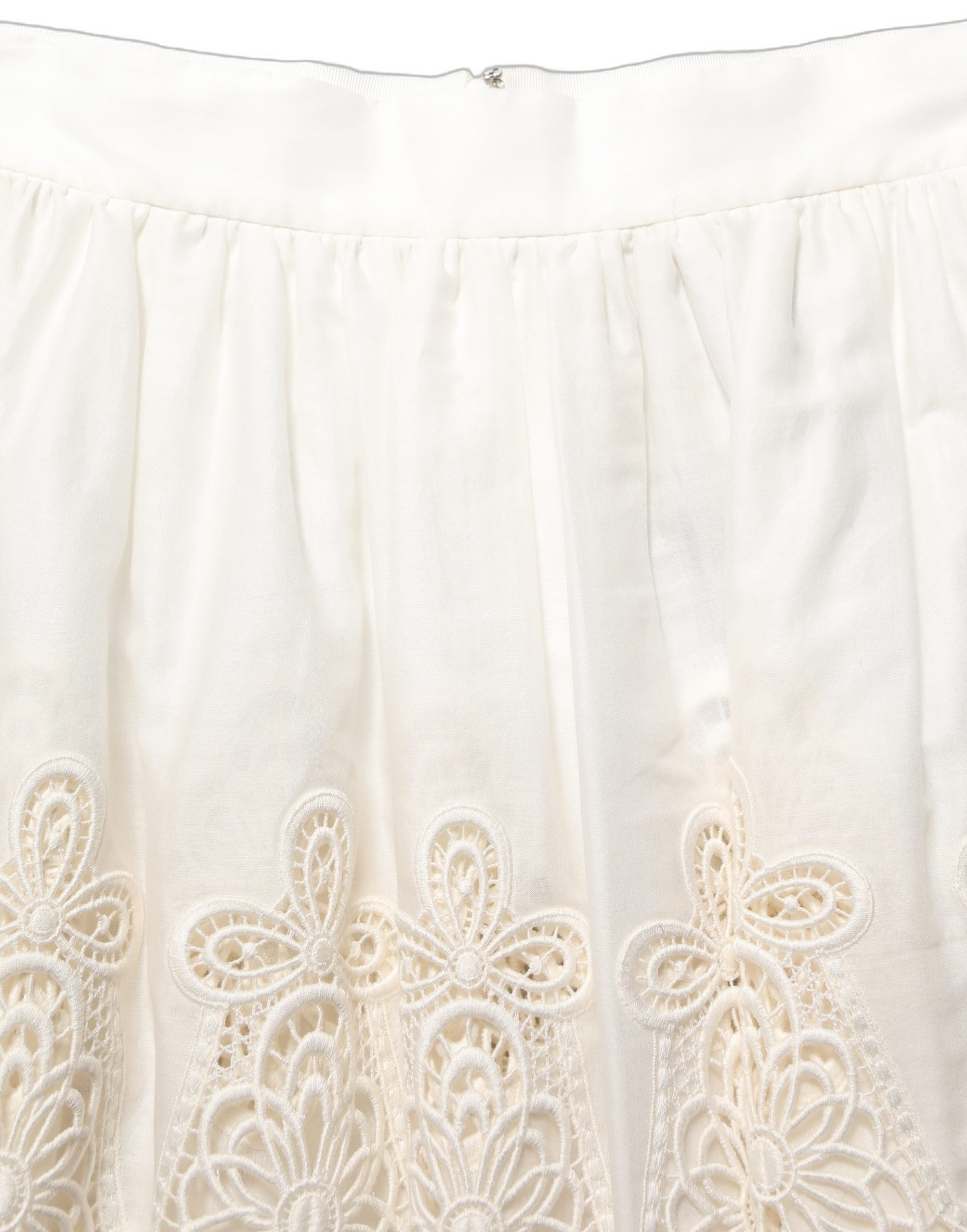 Dolce & Gabbana White Floral Embroidered A-line Mini Skirt
