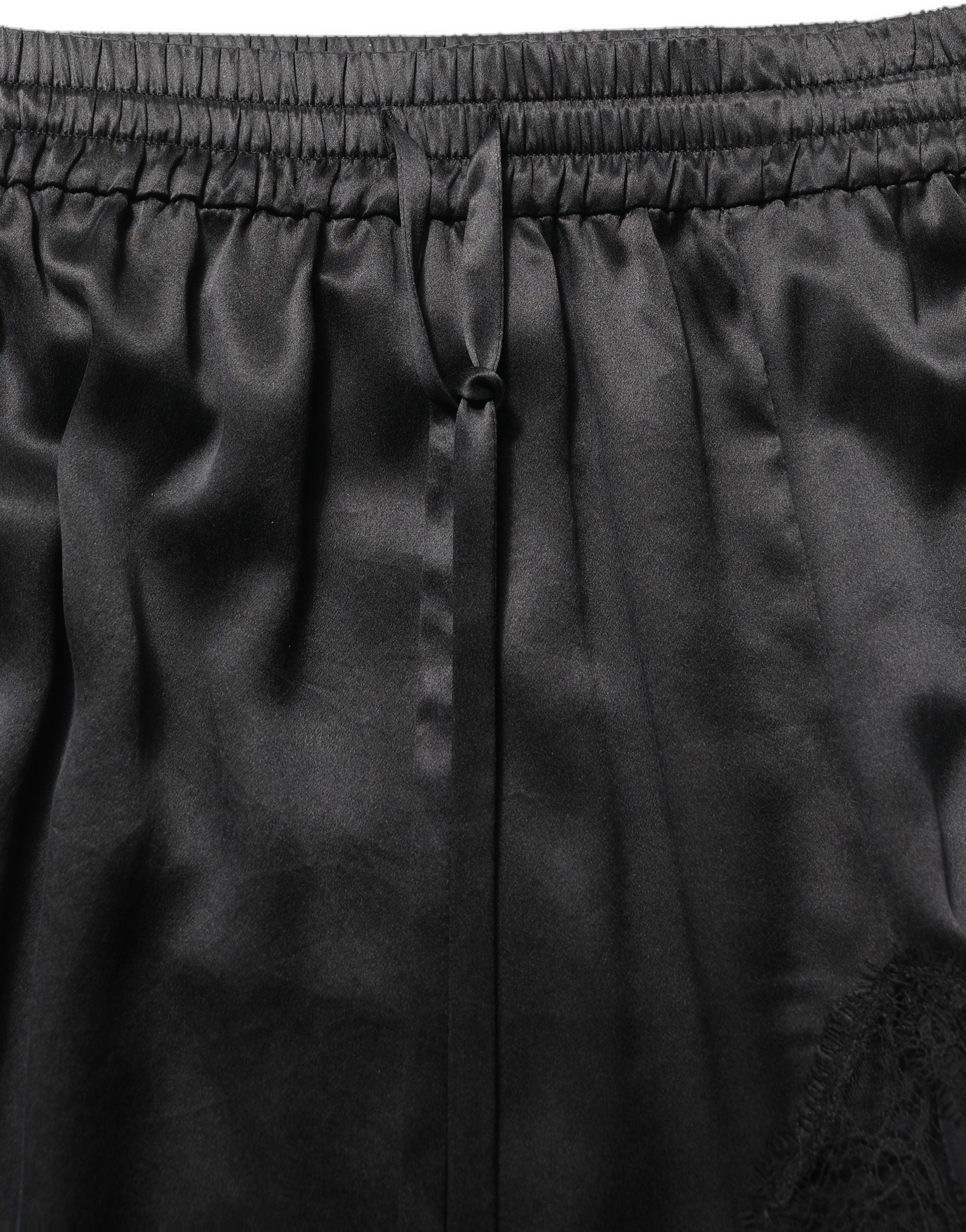 Dolce & Gabbana Black Lace Trimmed Satin Side Slit Skirt
