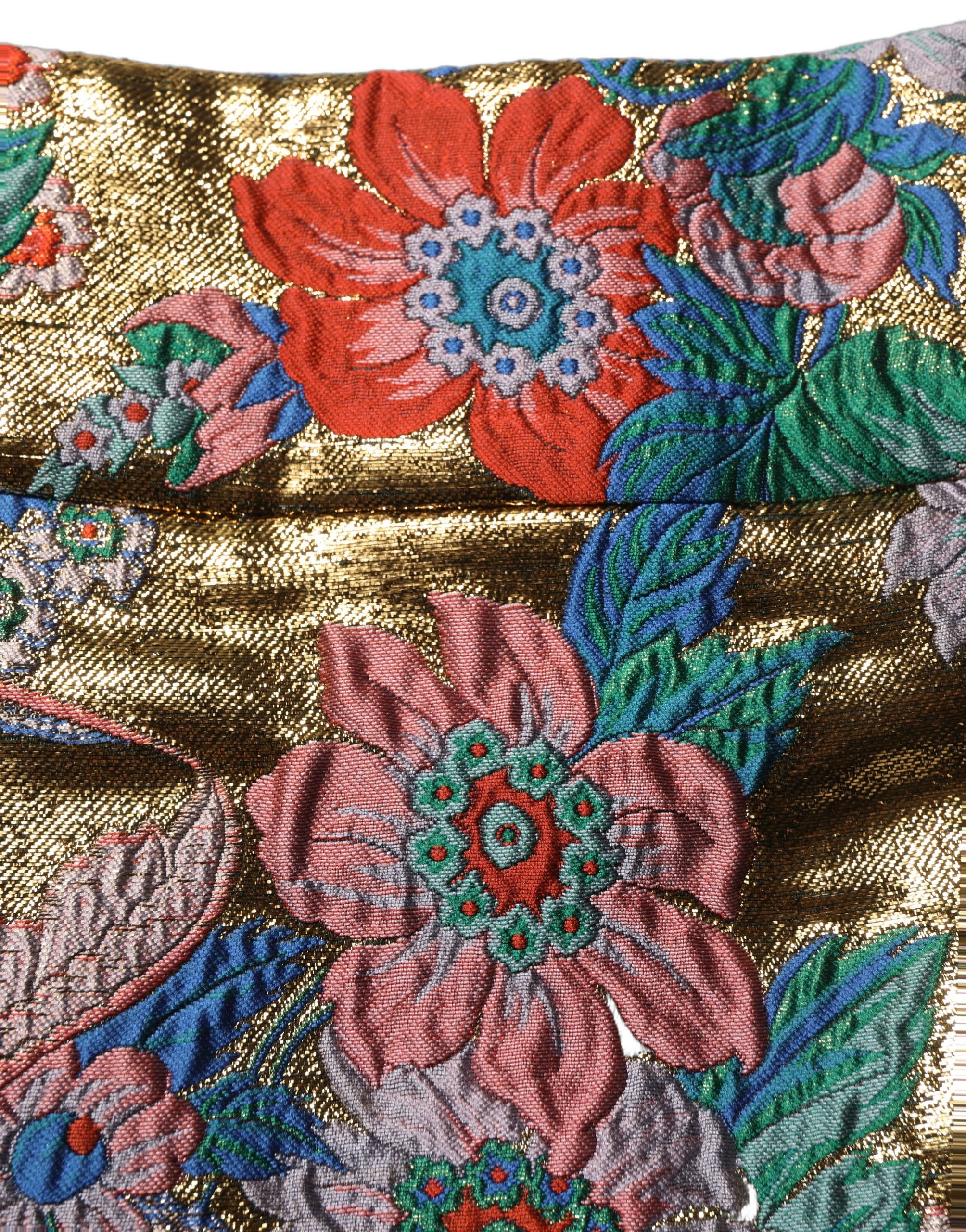 Dolce & Gabbana Multicolor Floral Jacquard MidWaist Mini Skirt