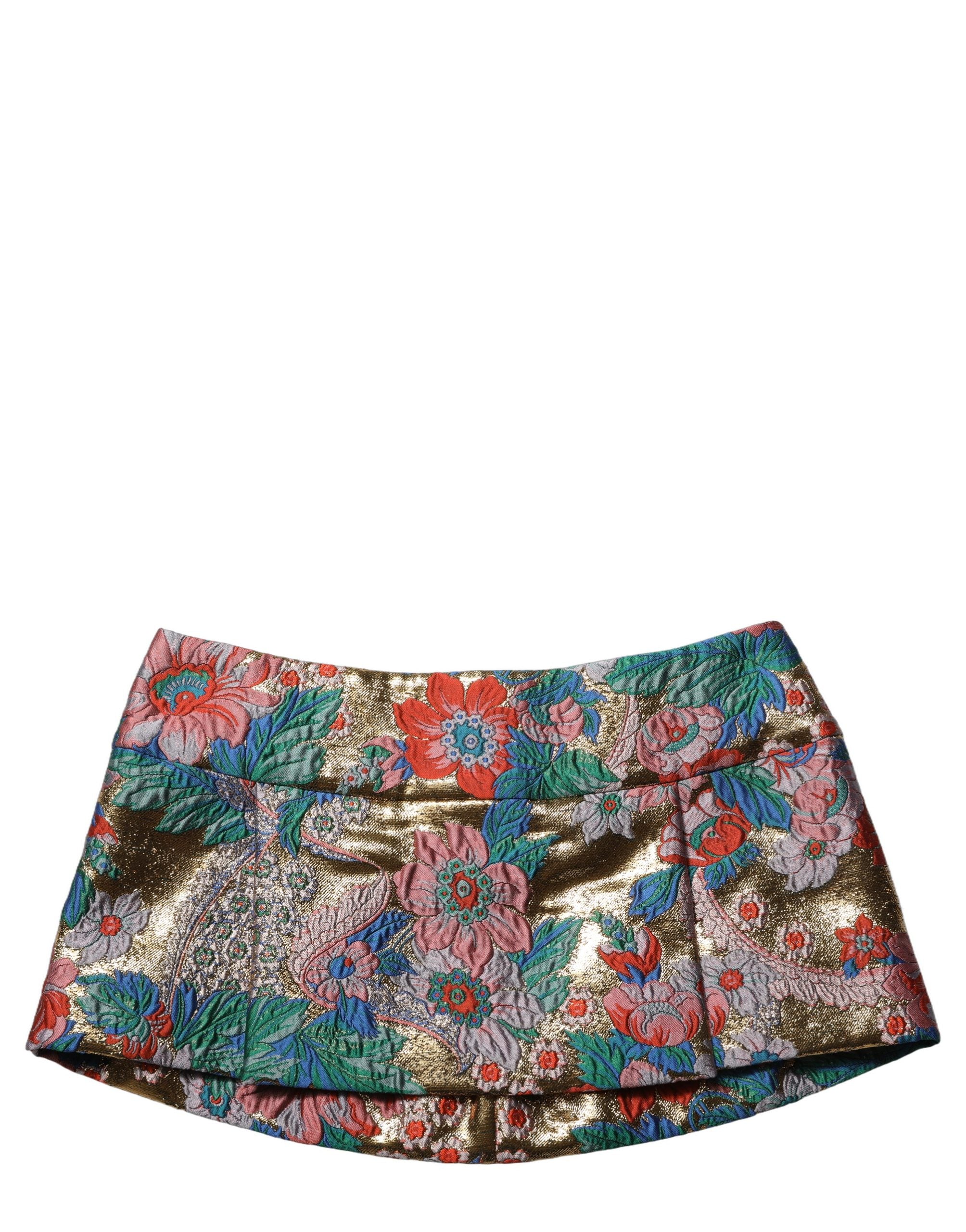 Dolce & Gabbana Multicolor Floral Jacquard MidWaist Mini Skirt
